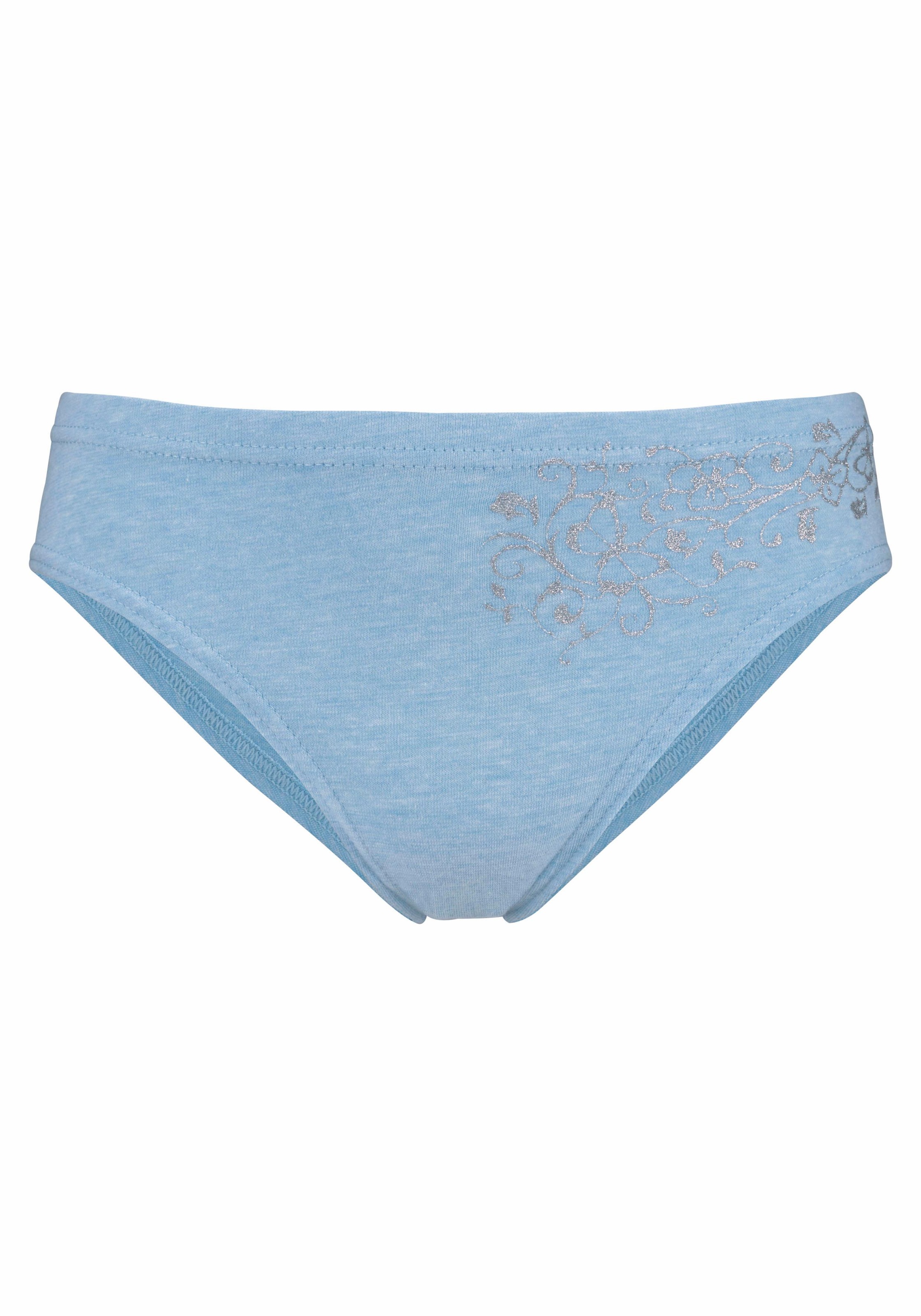petite fleur Bikinislip, (Packung, 4 St.), schöner Basic für jeden Tag, mit floralem Glitzerdruck