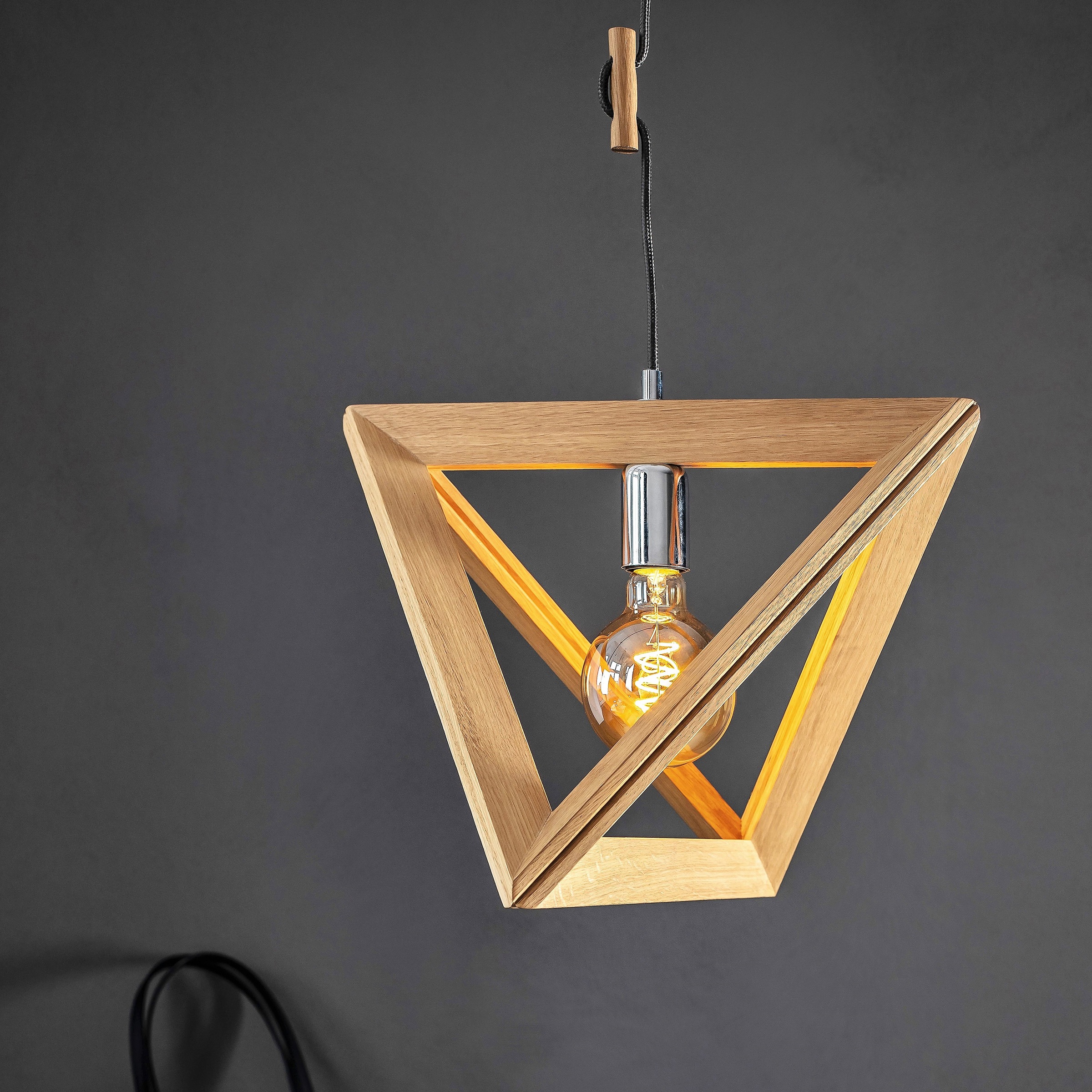 SPOT Light Pendelleuchte »TRIGONON«, 1 flammig-flammig, Hängeleuchte,  Massives Eichenholz, Kabel in Anthrazit, Modernes Design online kaufen |  mit 3 Jahren XXL Garantie