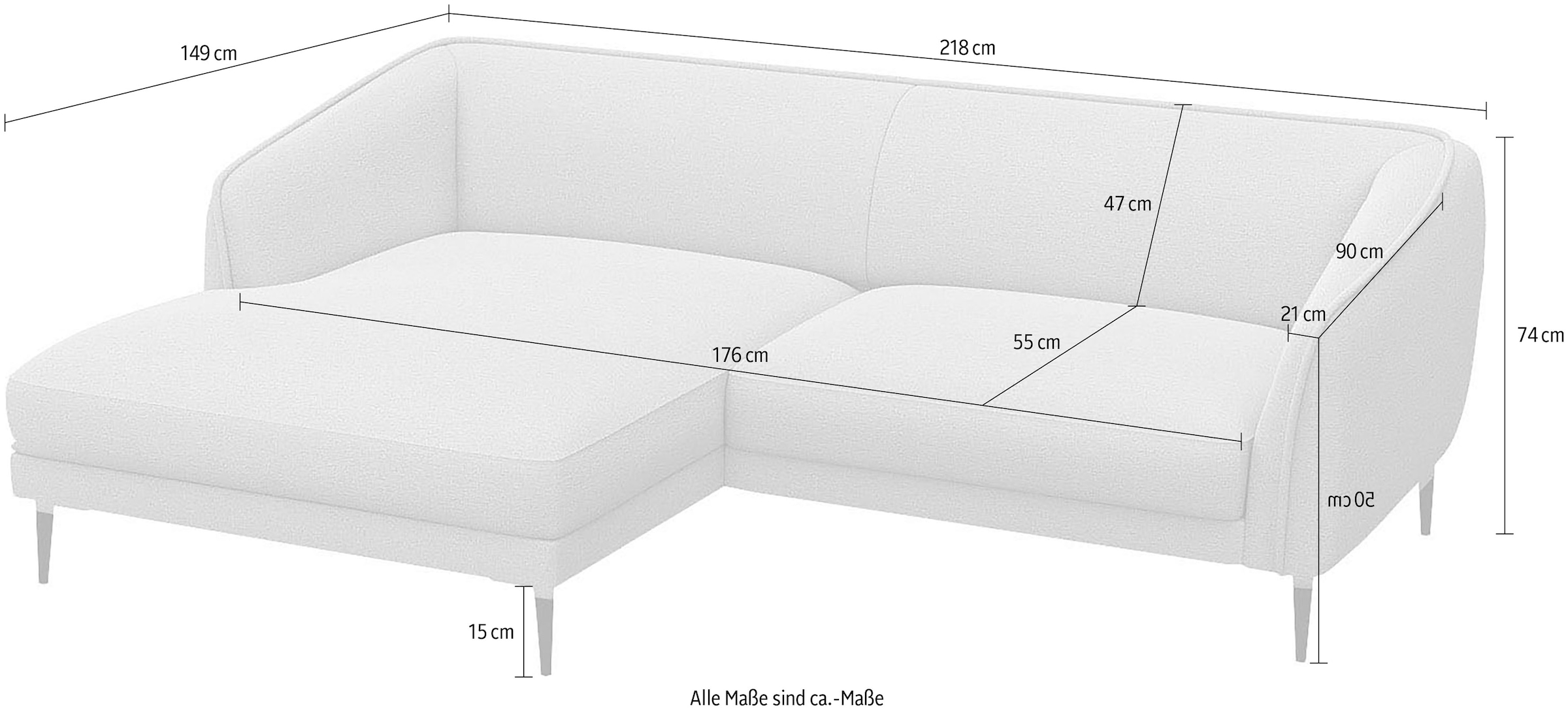 FLEXLUX Ecksofa »Belle Designsofa, bequem durch Kaltschaum im Sitz, OTTOs Choice«, Skandinavisches Design, In hochwertiger Verarbeitung, B/T 218/149 cm