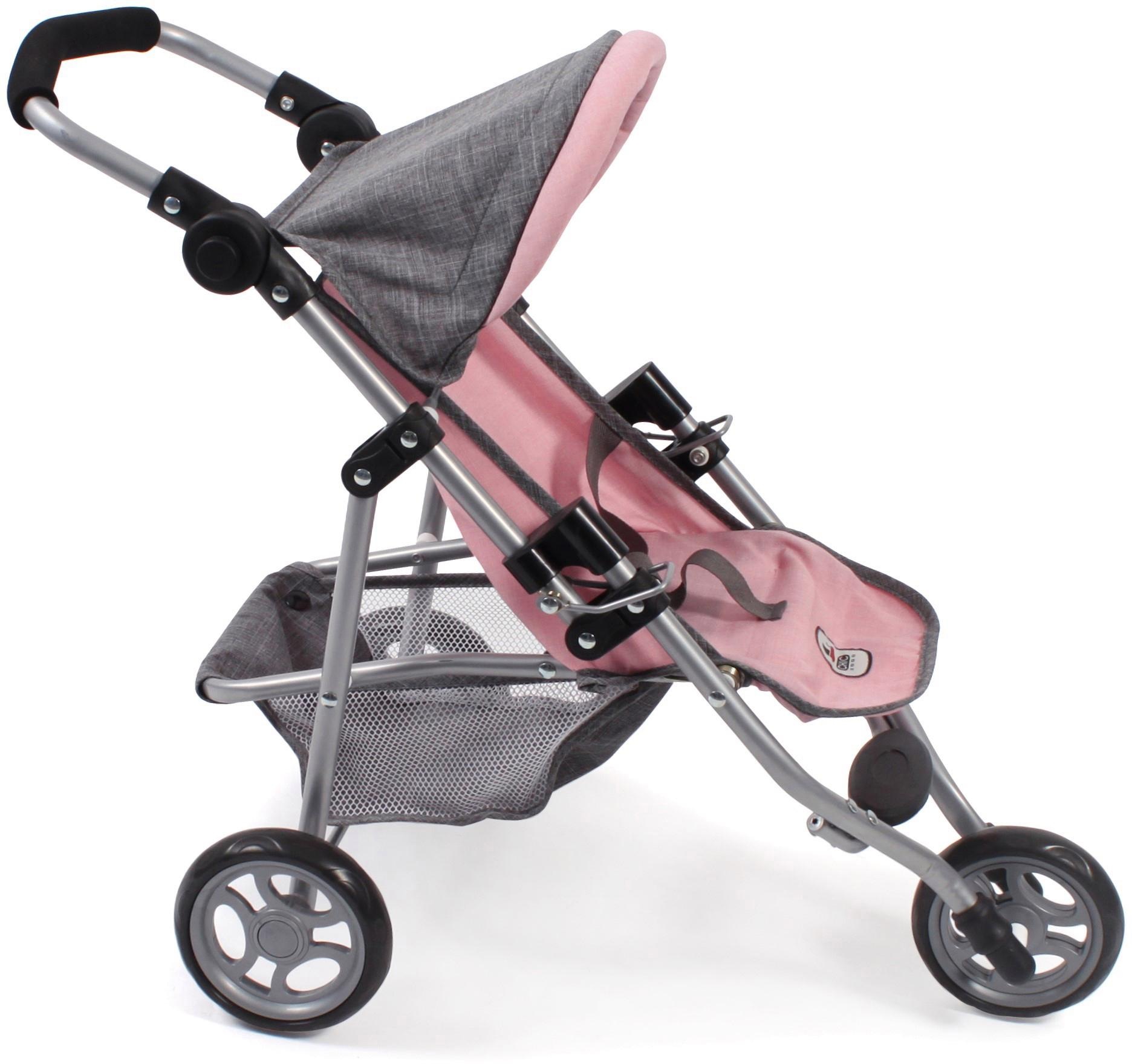 CHIC2000 Puppenbuggy »Jogging-Buggy Lola, Grau-Rosa«, mit klappbarem Verdeck