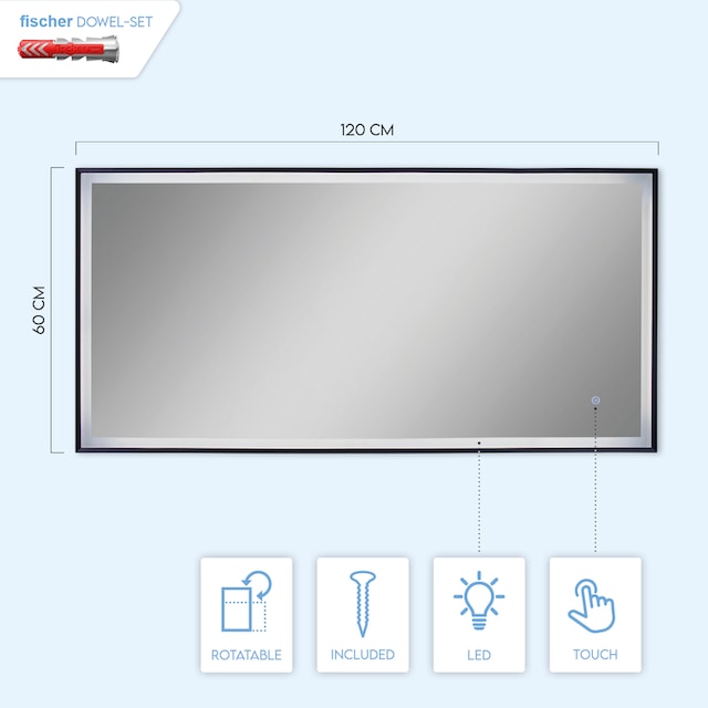 Paco Home Wandleuchte »TRACY«, Beleuchteter Spiegel LED Backlight Touch-  Schwarz Rechteckig online kaufen | mit 3 Jahren XXL Garantie