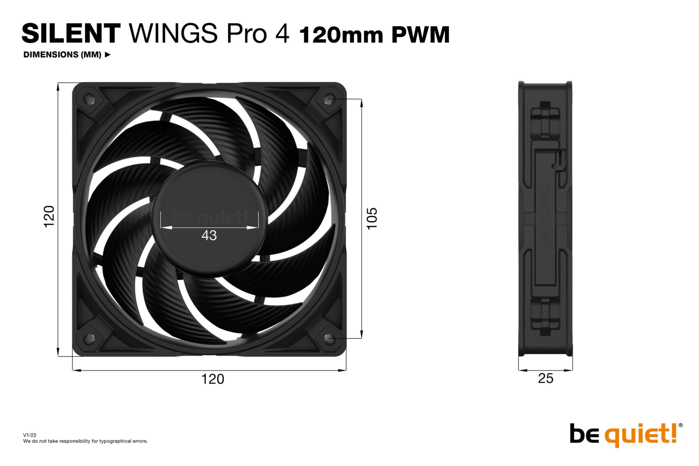 be quiet! Gehäuselüfter »SILENT WINGS PRO 4, 120mm PWM«