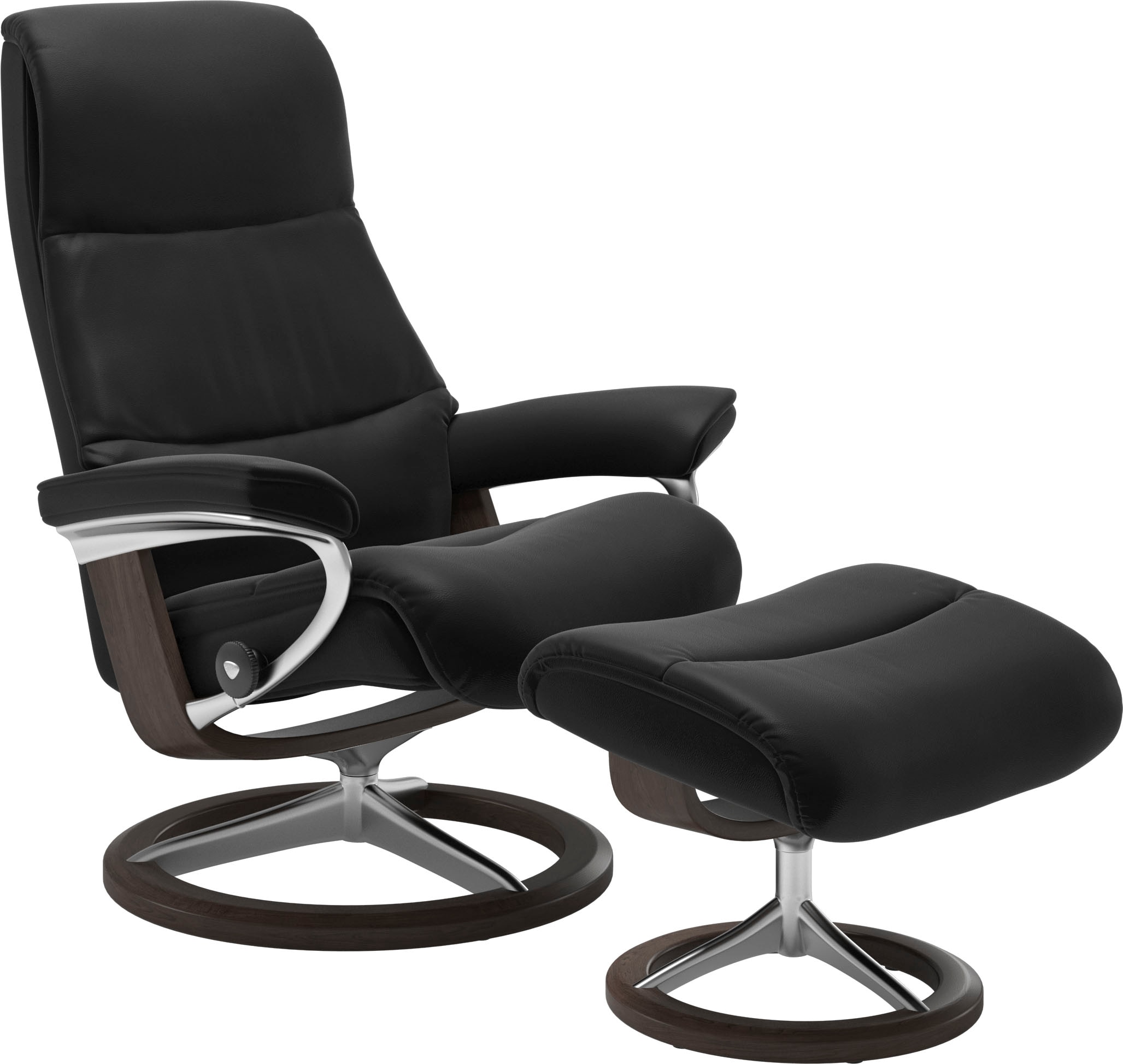 Stressless® Relaxsessel »View« Set, Relaxsessel mit Hocker,  mit Signature Base, Größe M,Gestell Wenge