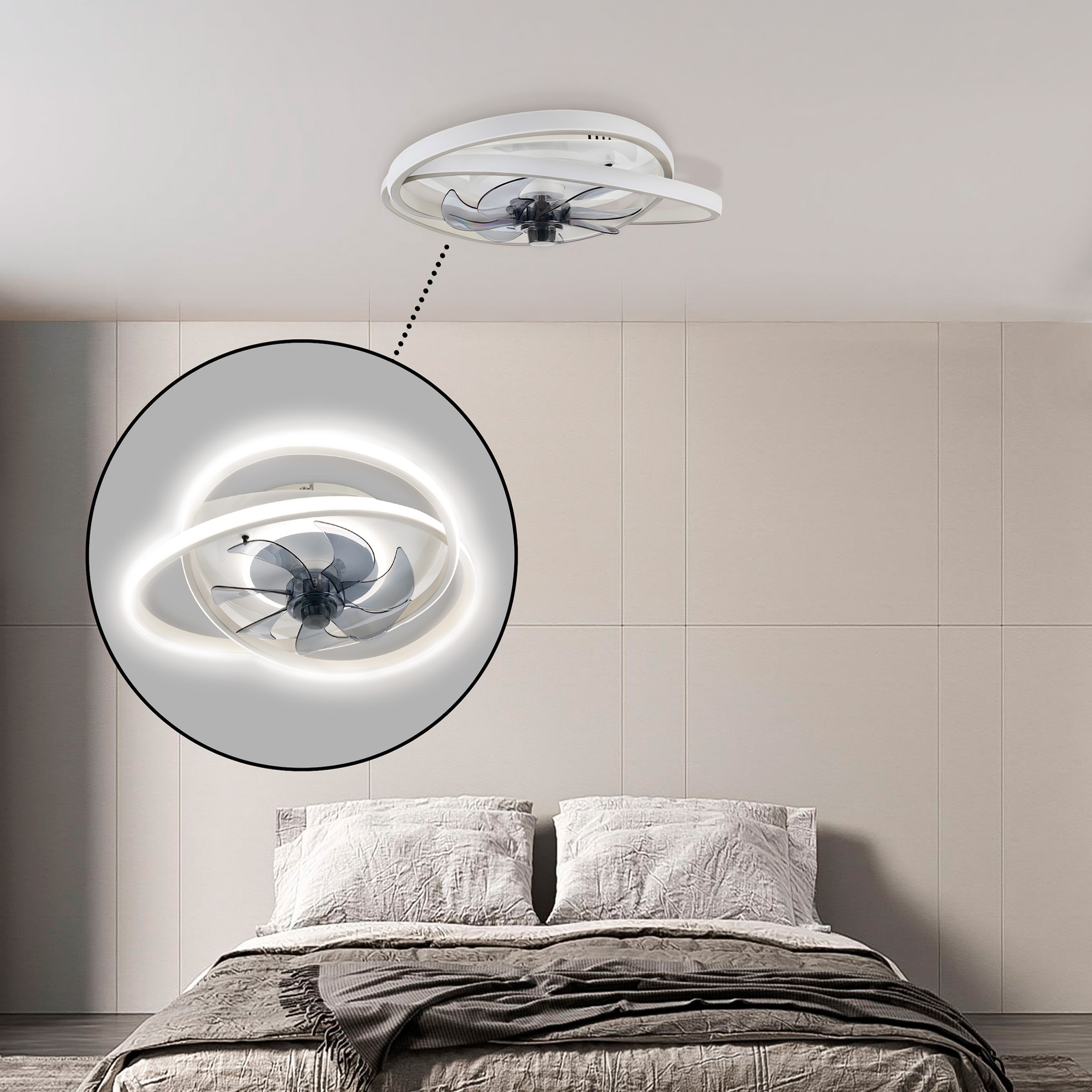 OTTO home LED Deckenleuchte »Lunnee Deckenventilator« LED-Modul 1 Stk. warmweiß - kaltweiß Ventilator, Dimmbar per IR-Fernbedienung, CCT, Memory, Nachtlicht