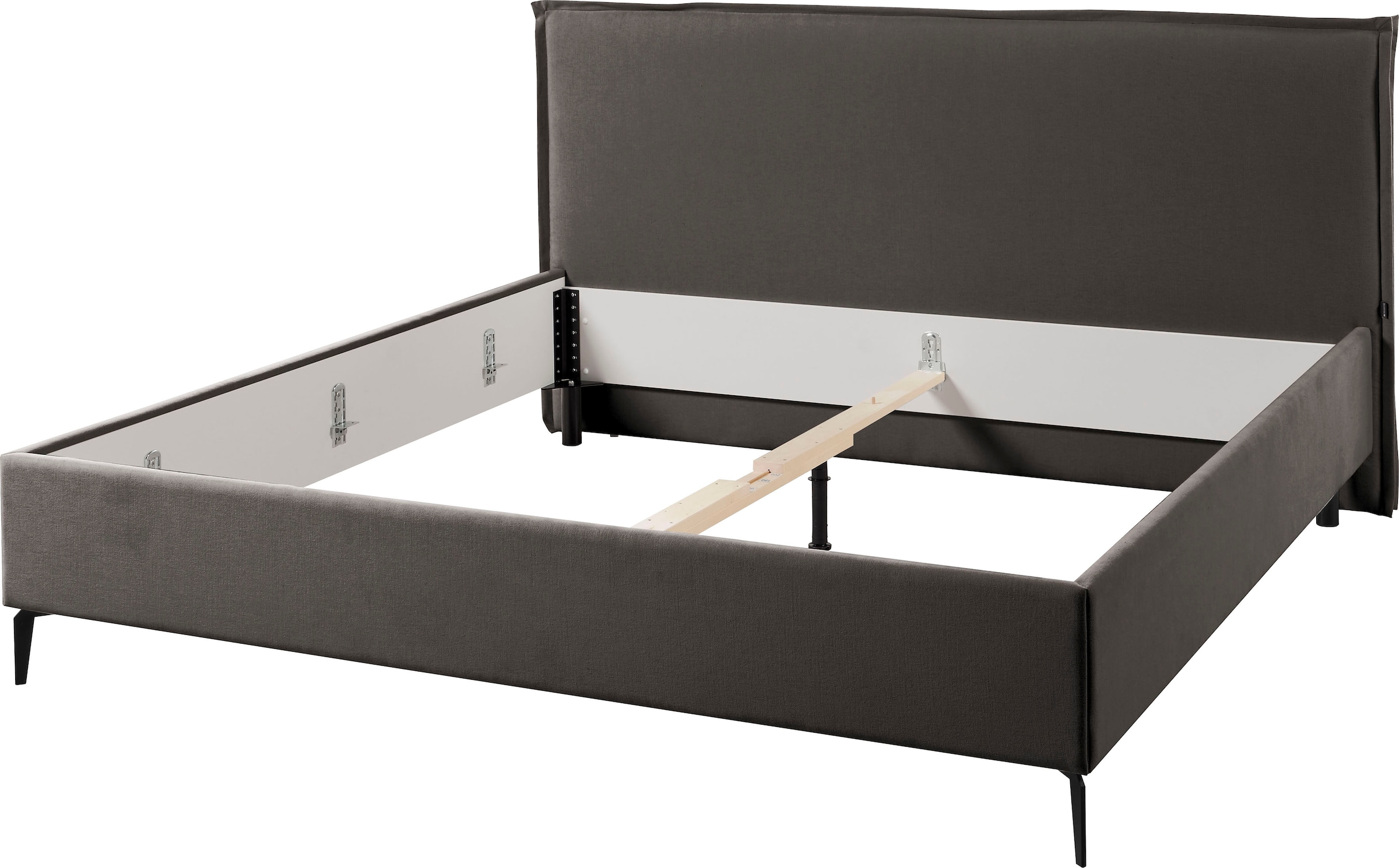 Musterring Polsterbett »Elos« Kopfteil mit doppeltem Stehsaum, Metallfuß in schwarz,  in 4 Größen