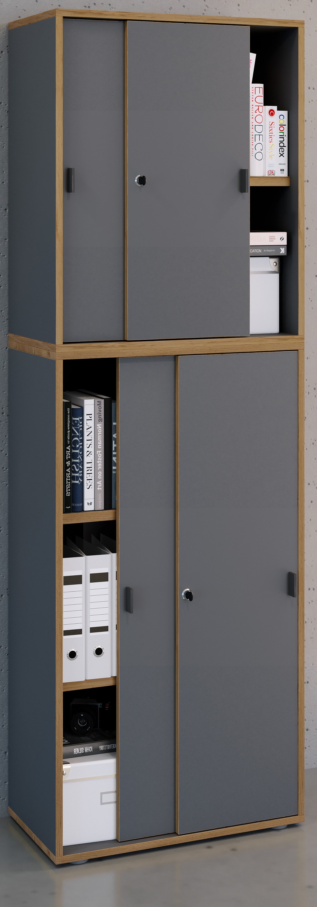 VCM Aktenschrank »Büroschrank Aktenschrank Schiebetüren Salia 5fach« 1 Stk. tlg.