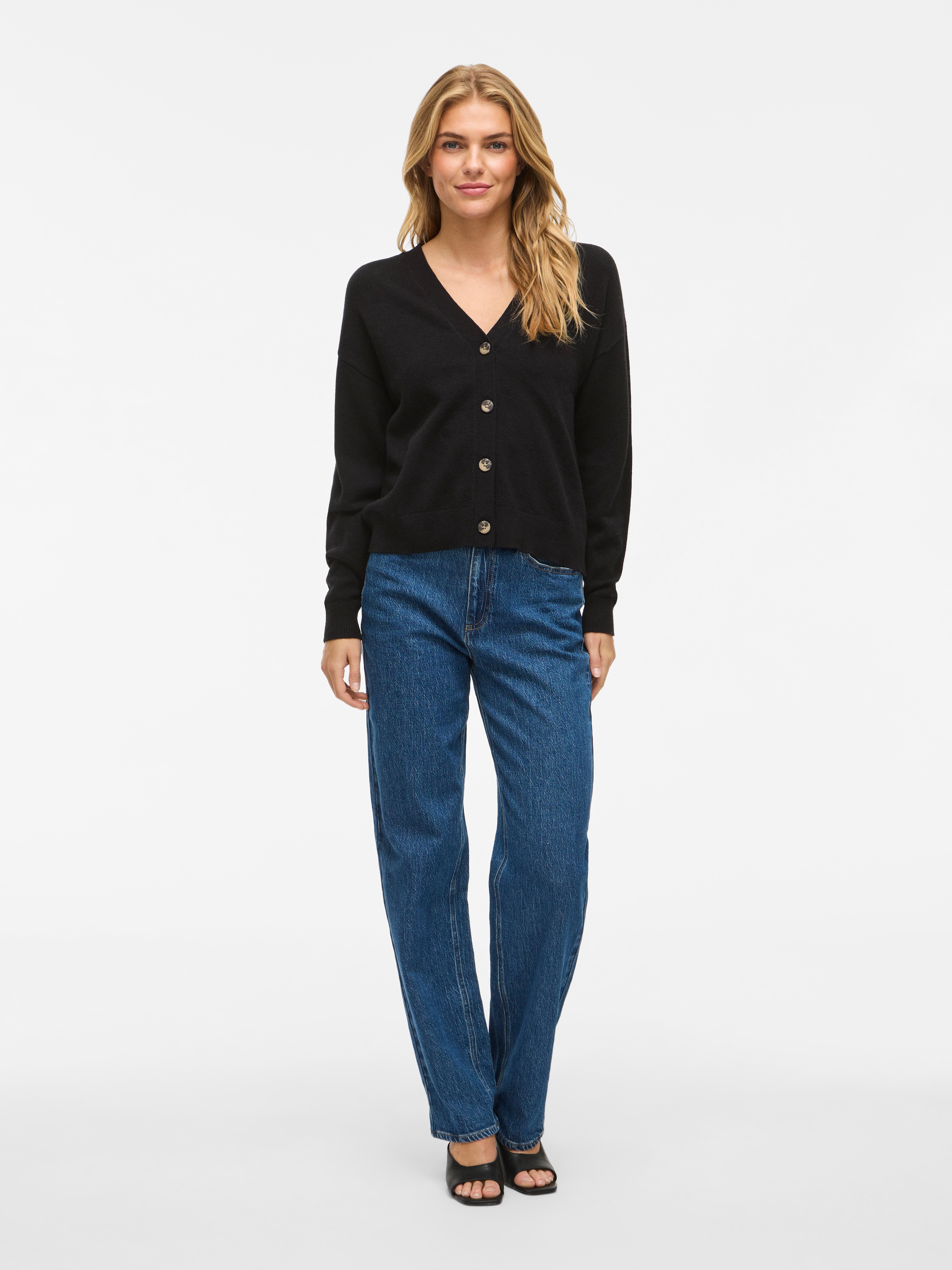 Vila Strickjacke »VIRIL V-NECK KNIT CARDIGAN - NOOS« Materialmix, regular fit