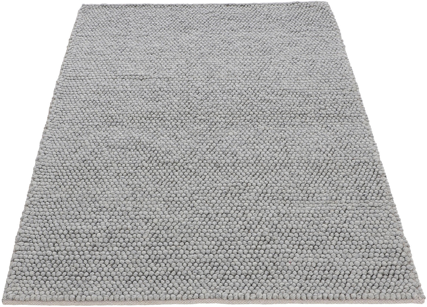 carpetfine Teppich »Calo«, rechteckig, 16 mm Höhe, Handweb Teppich, Uni Farben, meliert, handgewebt, 70% Wolle