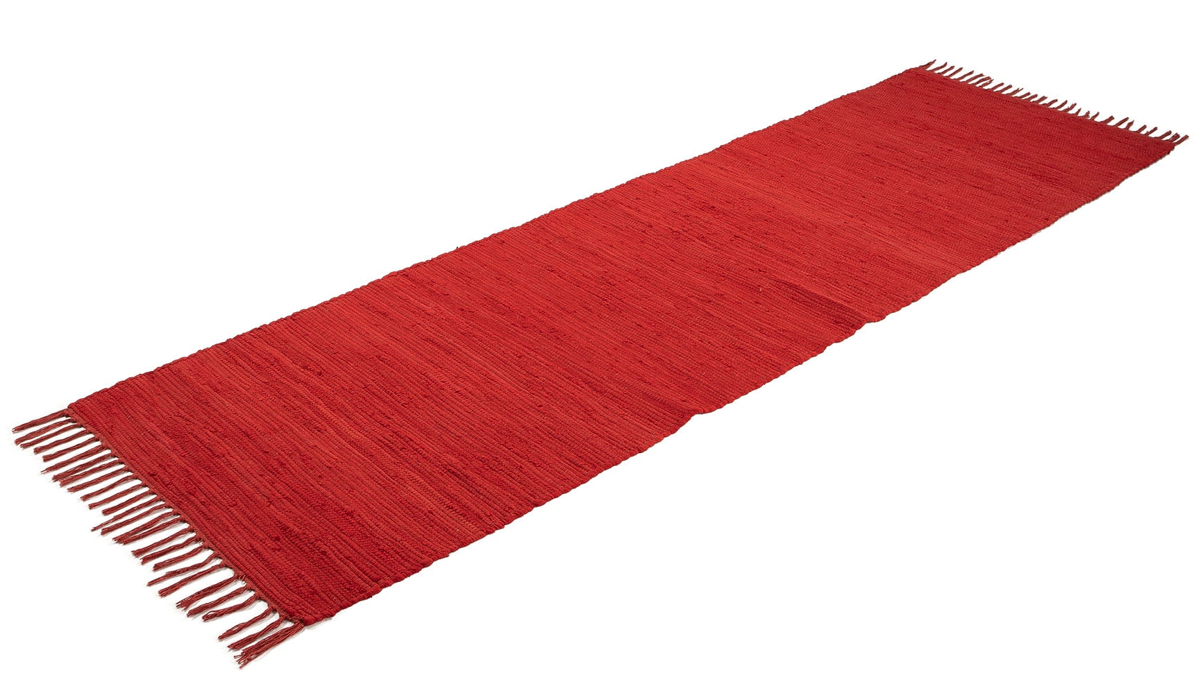 carpetfine Teppich »Kelim Chindi uni«, rechteckig, 5 mm Höhe, Wendeteppich, reine Baumwolle, handgewebt, Uni-Farben, mit Fransen