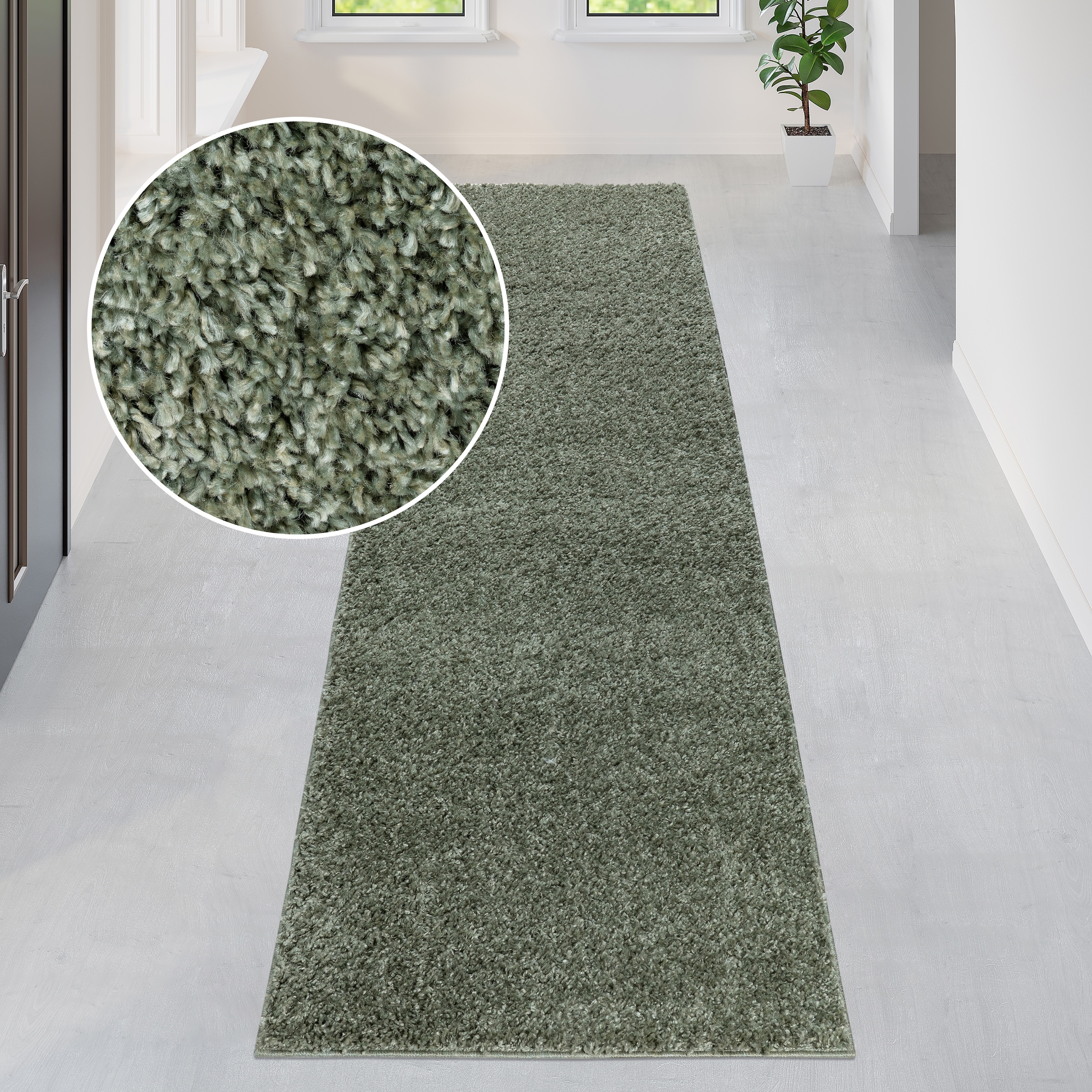 my home Läufer »Shaggy 30« rechteckig 30 mm Höhe Teppich-Läufer, Brücke, Uni-Farben, besonders weich und kuschelig