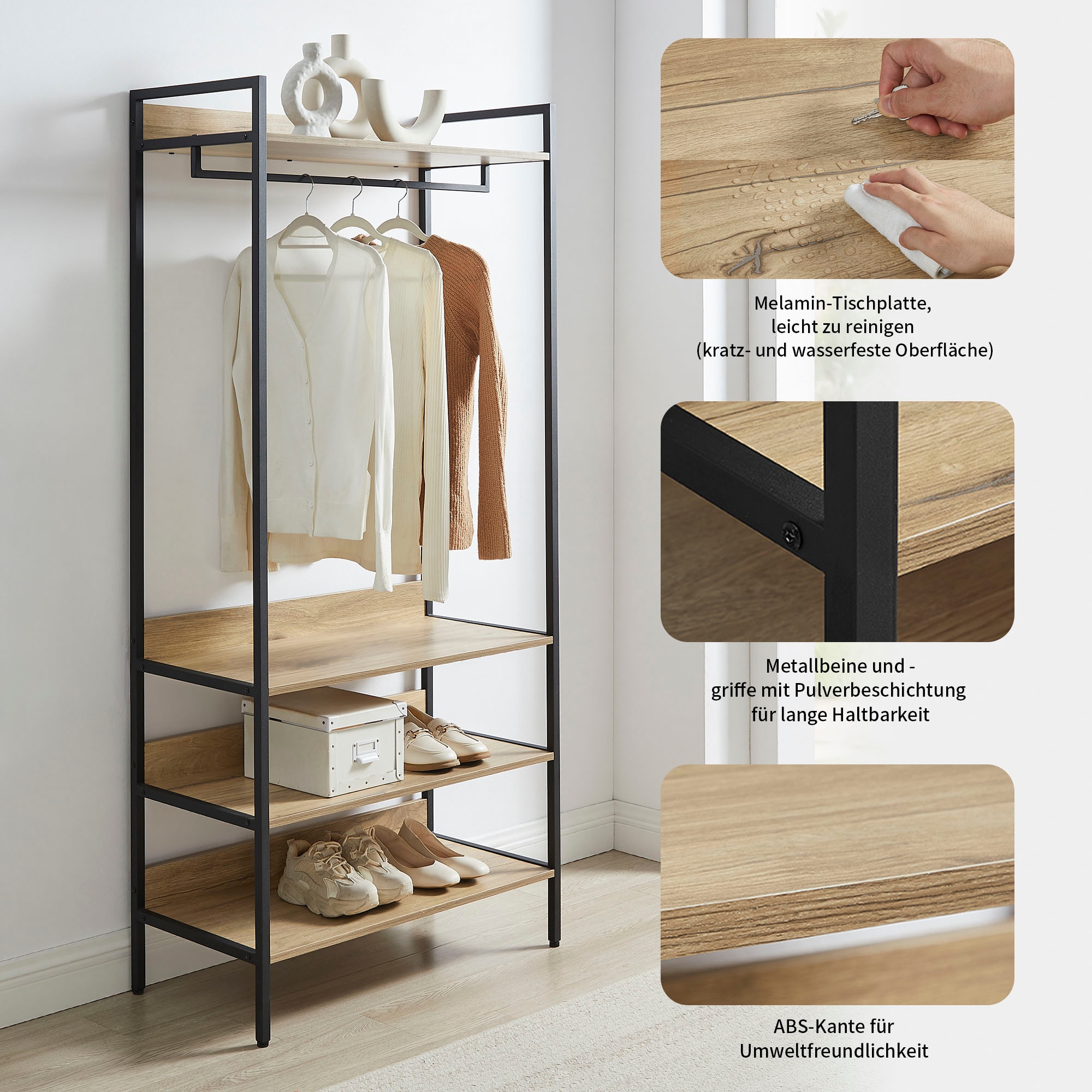 OTTO home Garderobenschrank »Tayler« Melamin-Tischplatte, pulverbeschichtetem Metallgestell, Höhe 180 cm