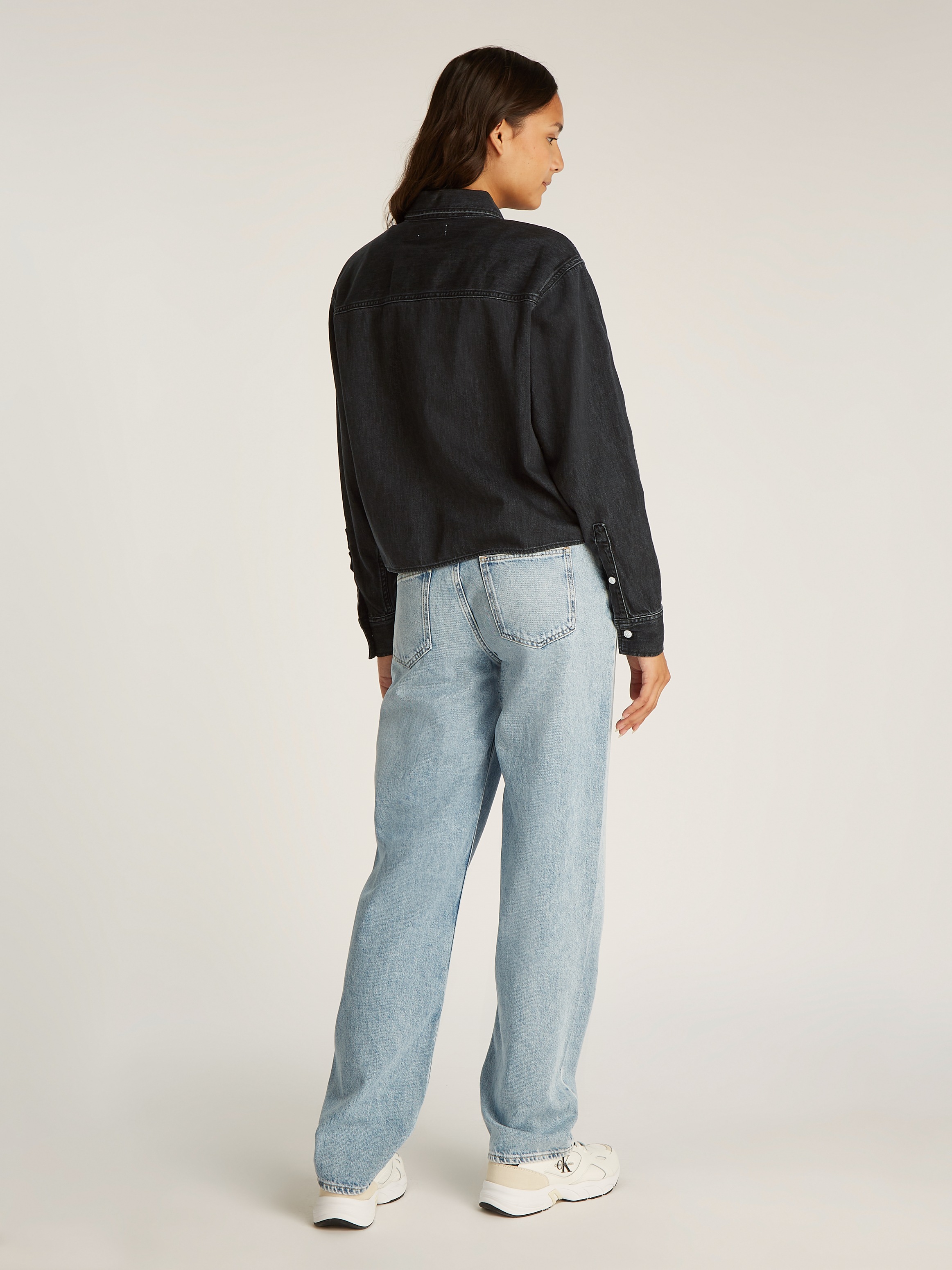 Calvin Klein Jeans Jeansbluse »CROPPED DAD DENIM SHIRT«, in schwarzer Waschung