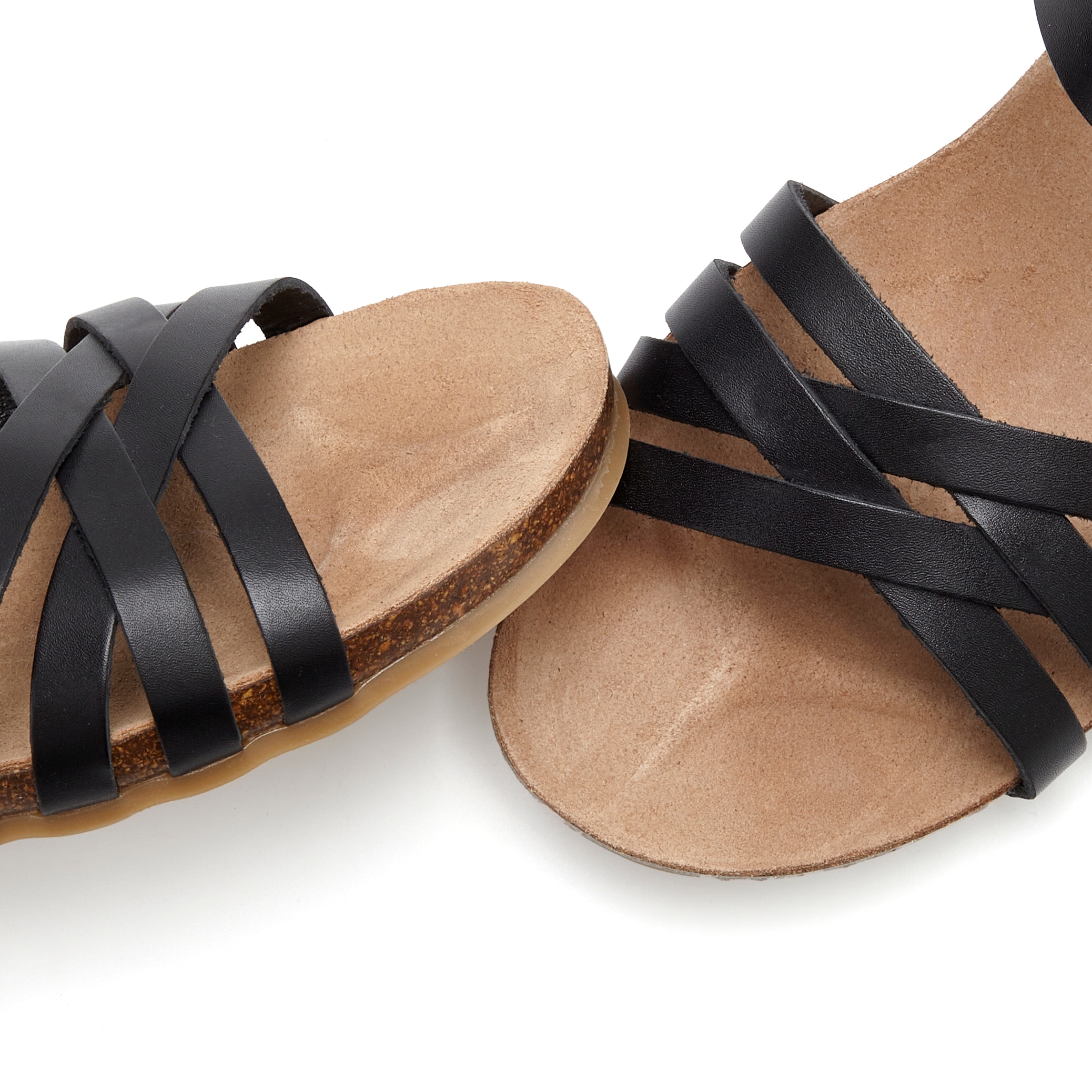 LASCANA Sandale »Sandalette, Sommerschuh, offener Schuh,«  aus Leder mit Korkfußbett