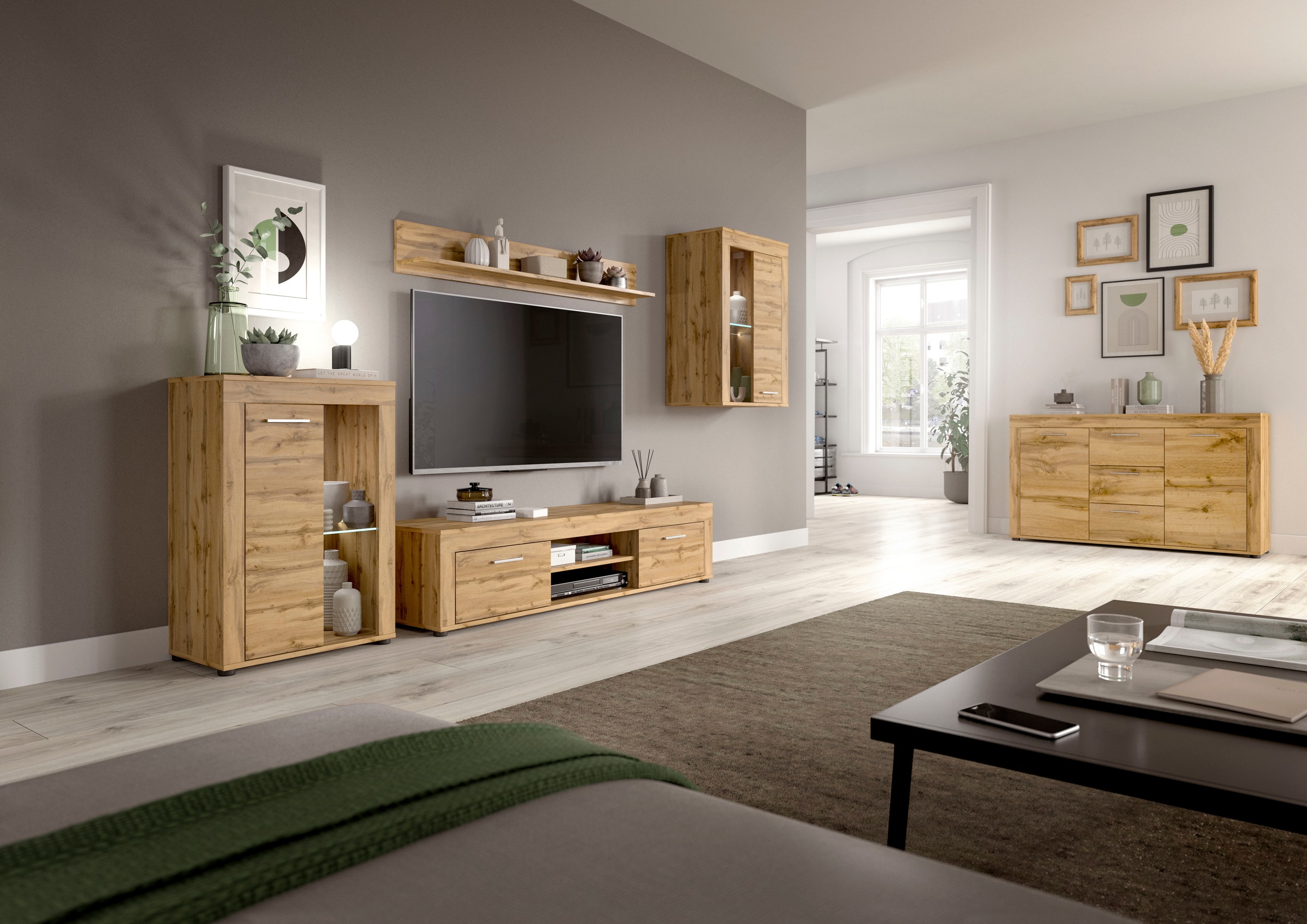 INOSIGN Vitrine »Aosta, Breite 60 cm, stehend oder hängend, in verschiedenen Farben«, Türanschlag wechselbar, 1 Glaseinlegeboden, Hängeeitrine, Standvitrine
