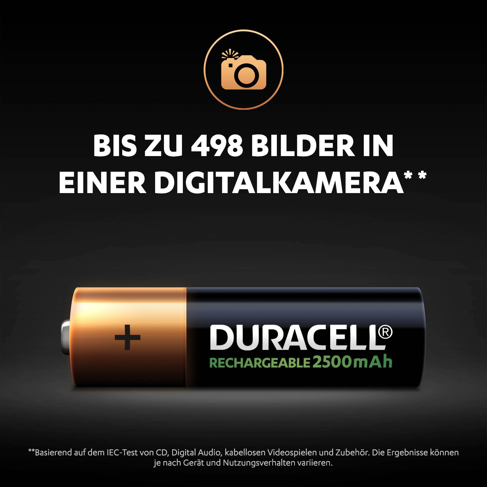 Duracell Batterie »4 Stck, Recharge Ultra AA 2500 mAh«, LR06, 1,2 V, (Packung, 4 St.), wiederaufladbare Akkus, 5 Jahre Garantie