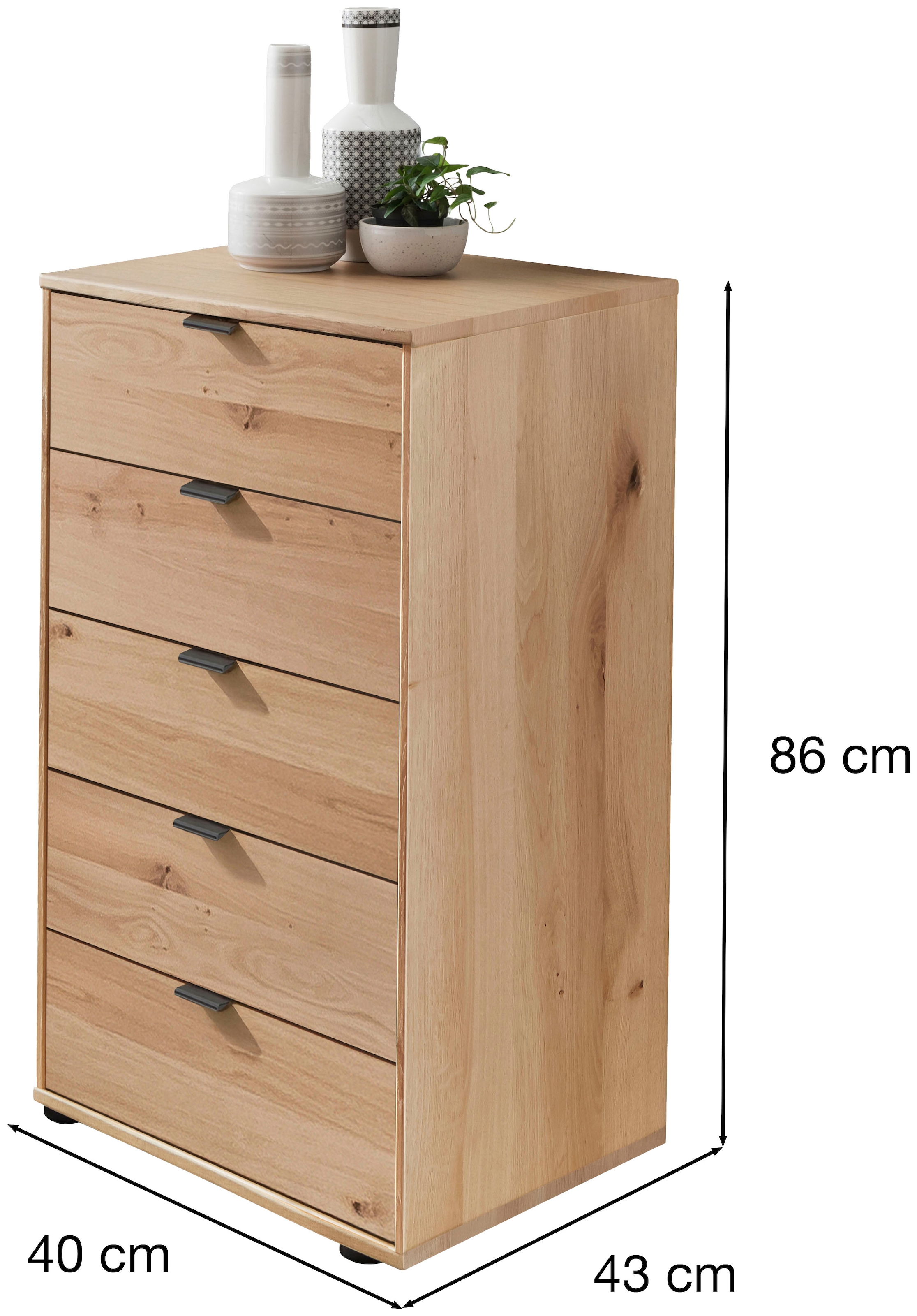 WIEMANN Schubkastenkommode »Cardiff Sideboard, Wäscheschrank, teilmassiv Bianco-Eiche, Schubladen« Glas- oder Massivholzfront, verschiedene Breiten, MADE IN GERMANY,  Schubkästen inklusive Selbsteinzug und Dämpfung