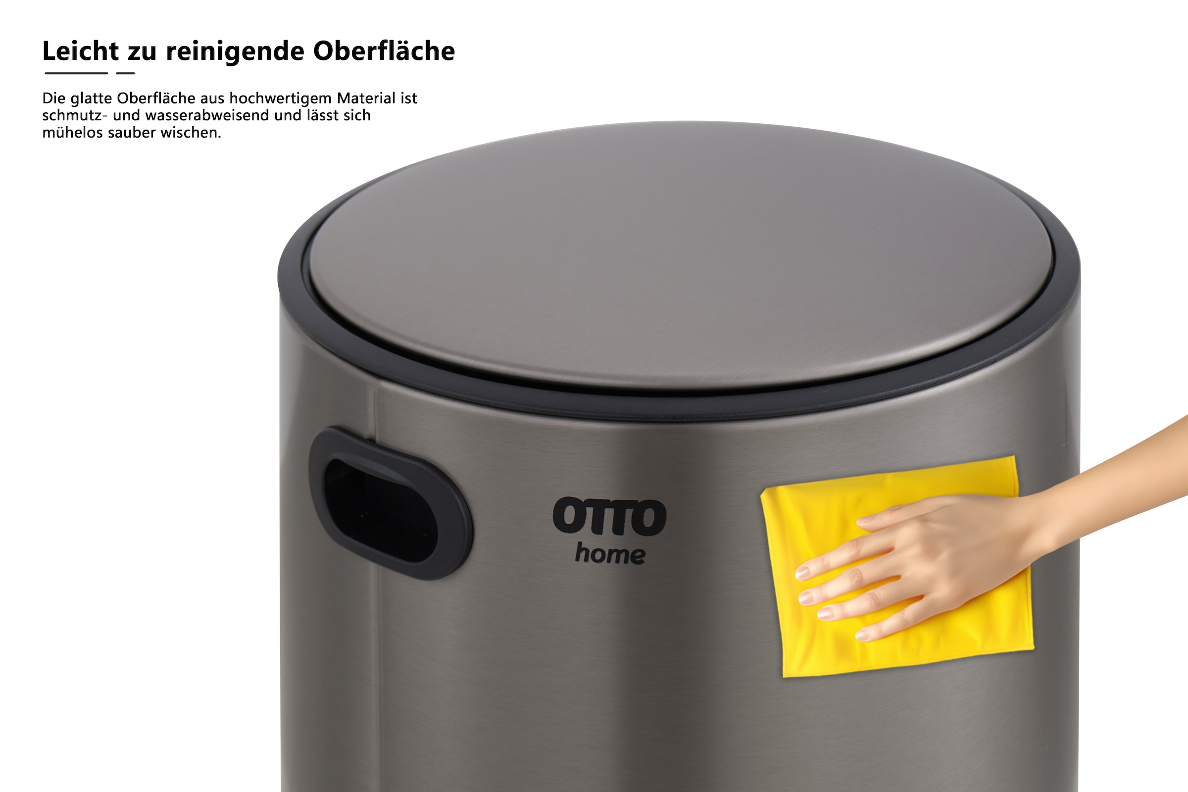 OTTO home Mülleimer »Lennu, mit verzögertem Schließmechanismus und verstecktem Griff« 1 Behälter moderner Treteimer für Küche oder Bad, Abfalleimer mit Deckel