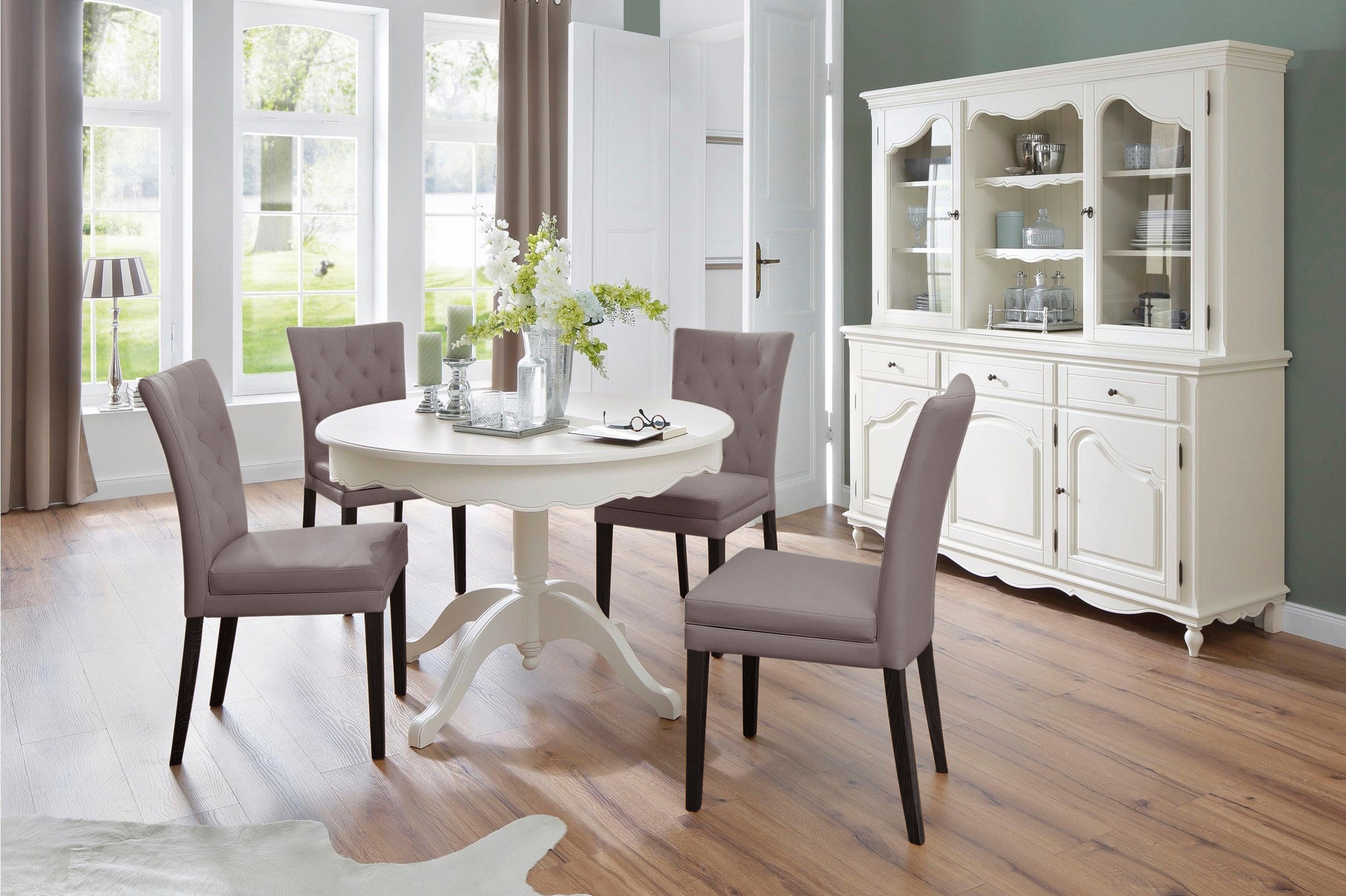 Home affaire 4-Fußstuhl »Colorado«, (Set), 6 St., Kunstleder, Beine aus Buche, wengefarben lackiert, Im 2er, 4er oder 6er-Set