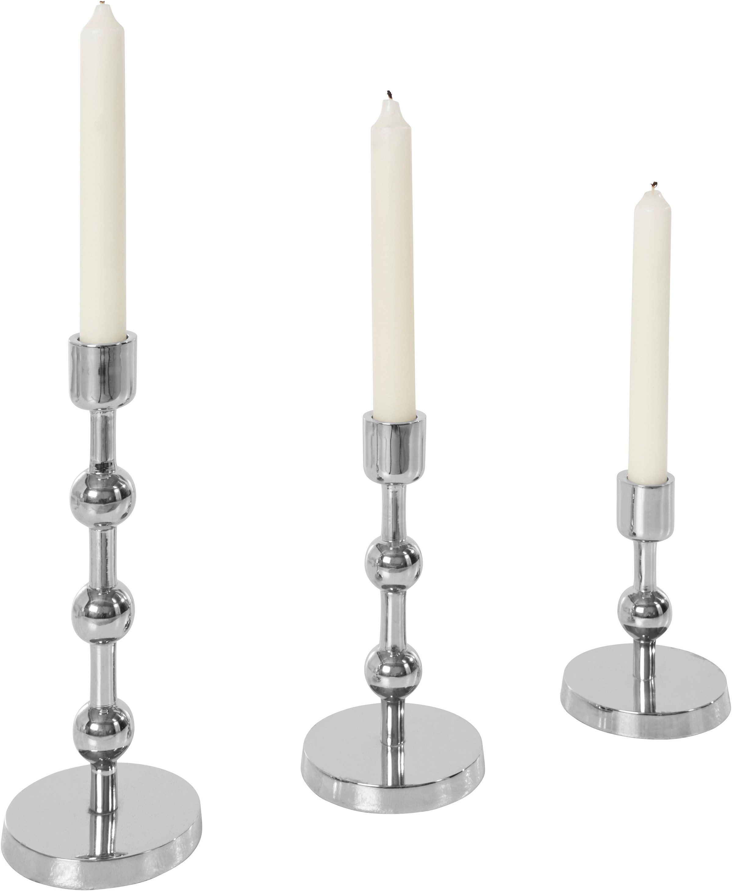 Leonique Kerzenständer »Elliose«, (Set, 3 St.), aus Aluminium,  handgefertigt, 3 Größen im Set bequem bestellen