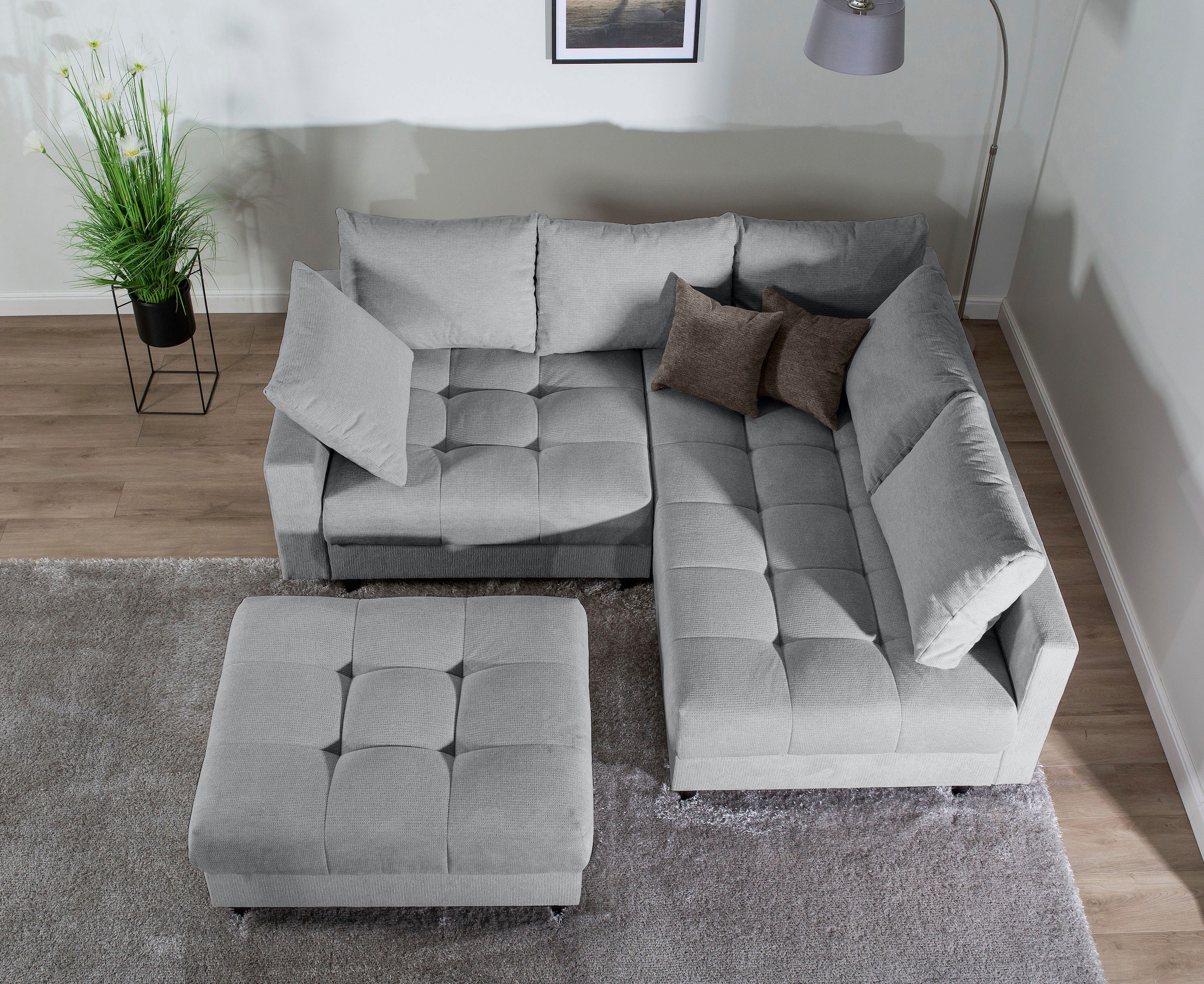 Home affaire Ecksofa »Toni L-Form«, Ottomane beidseitig montierbar, Federkern-Polsterung