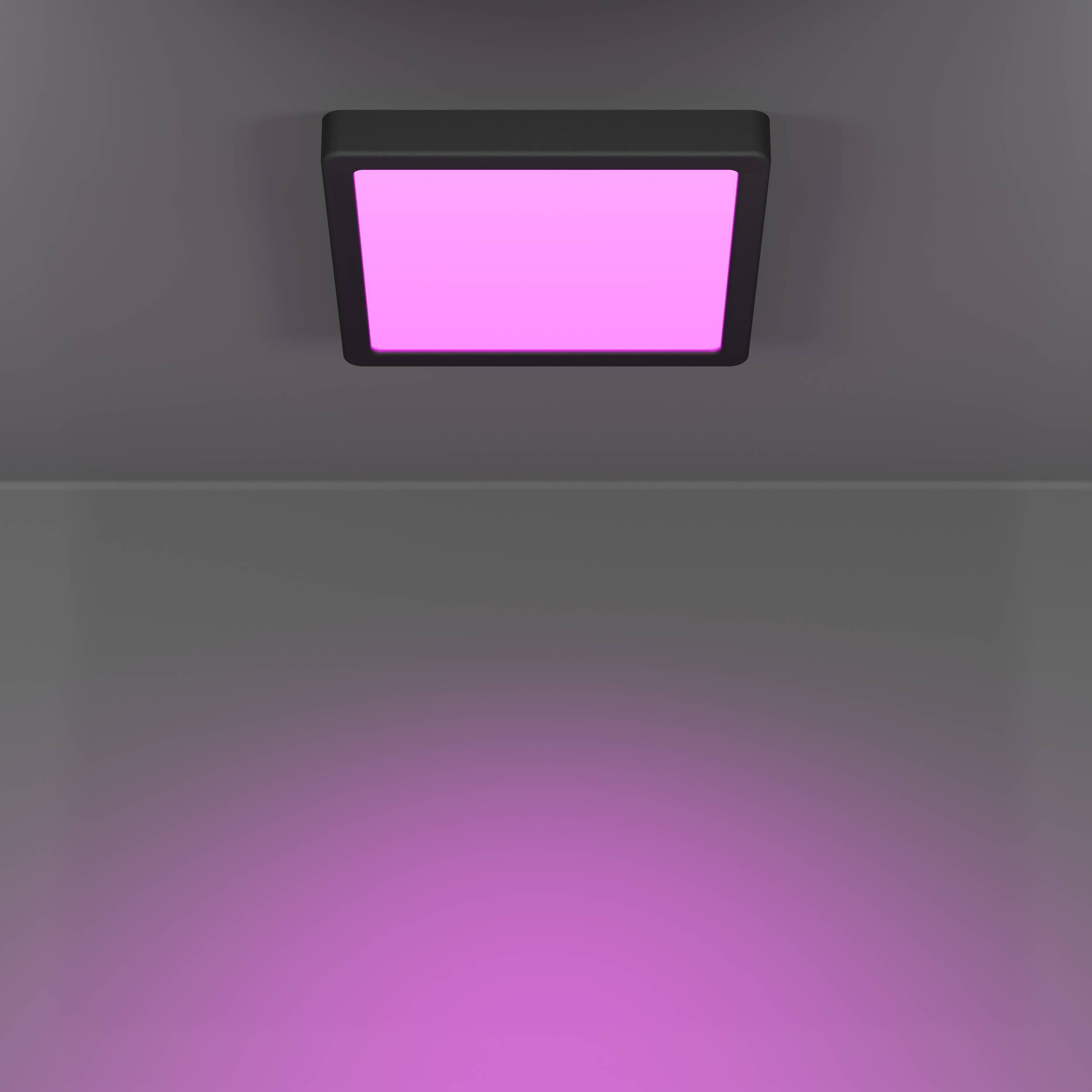 EGLO Aufbauleuchte »Fueva 6-Z Deckenlampe, ZigBee, App und Sprachsteuerung, Badlampe, IP44« LED-Modul 1 Stk. Kaltweiß | RGB Aufbauleuchte - L22 x B22 x H2,5 cm - schwarz - 10,5W inkl.