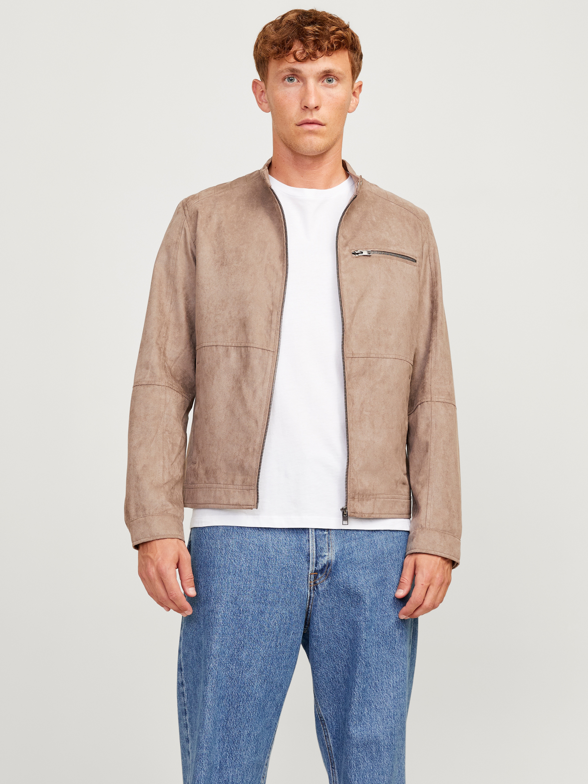 Jack & Jones Bikerjacke "JJEDYLAN mit wasserabweisender Funktion" ohne Kapuze unifarben, modisch, regular fit, Polyester