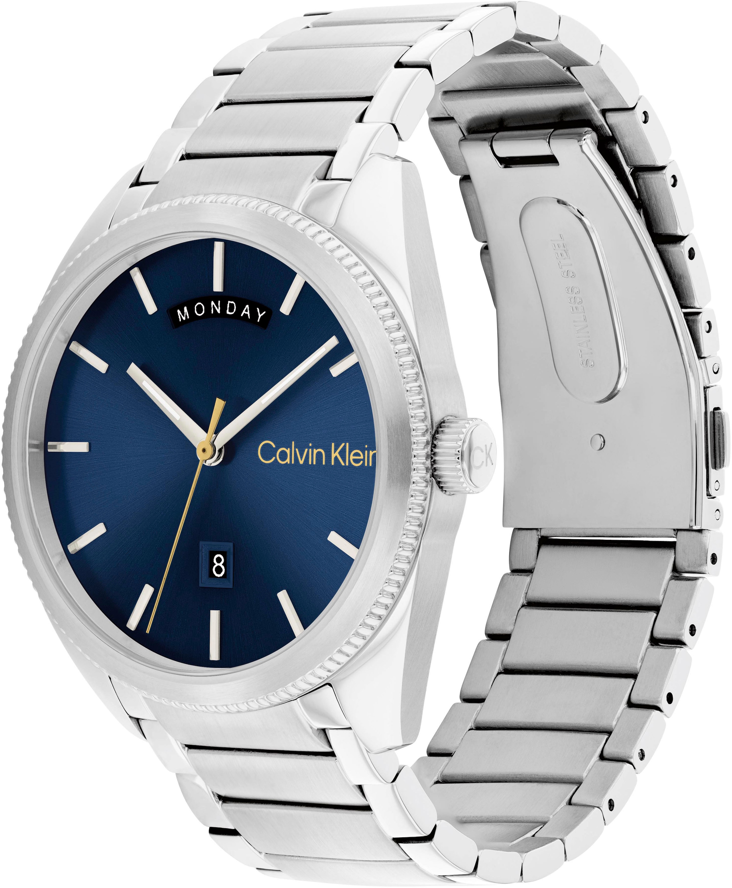 Calvin Klein Quarzuhr »TIMELESS«, Armbanduhr, Herrenuhr, Datum, Mineralglas, Edelstahlarmband