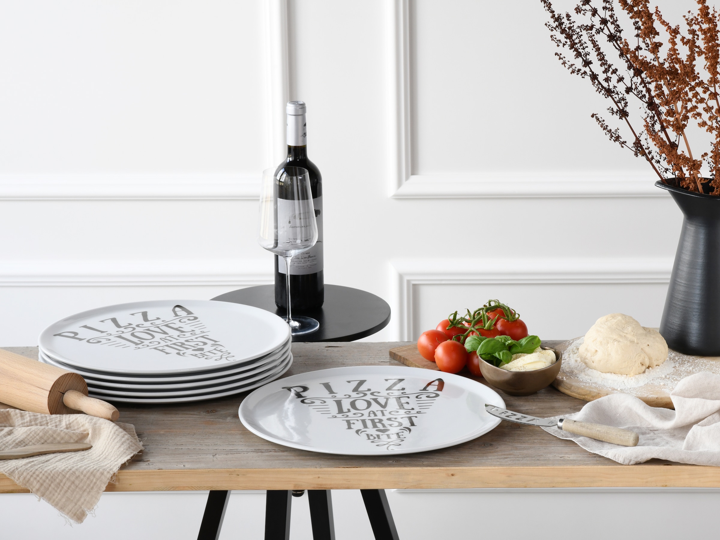 CreaTable Pizzateller »Europa In Love, Pizzateller 33 cm 6-tlg« Teller Set, Europäische Qualität