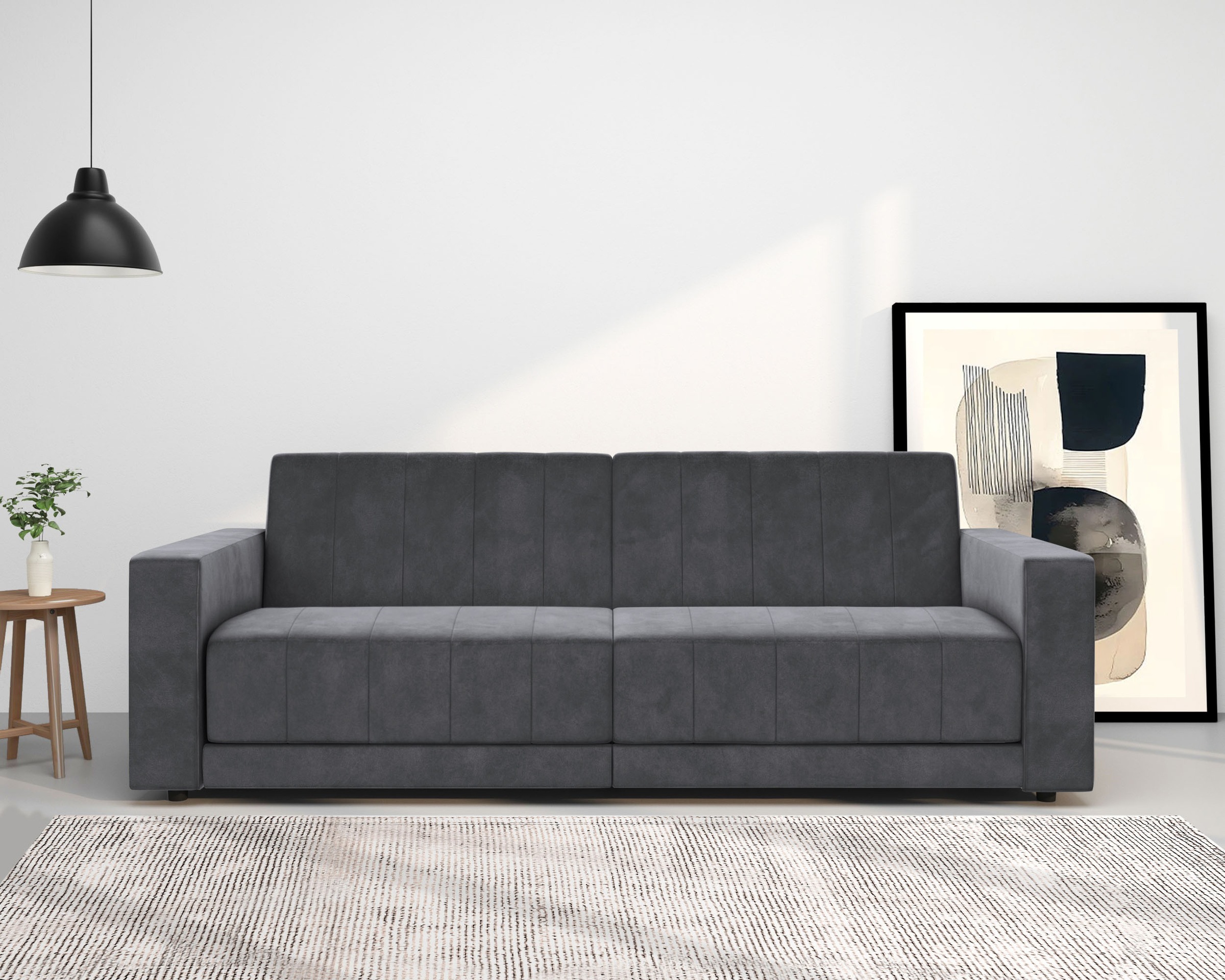 Dorel Home 3-Sitzer "Allie II Schlafsofa 225 cm" Bett-Funktion (108/190cm), Rückenlehne 2-teilig, mit Steppung