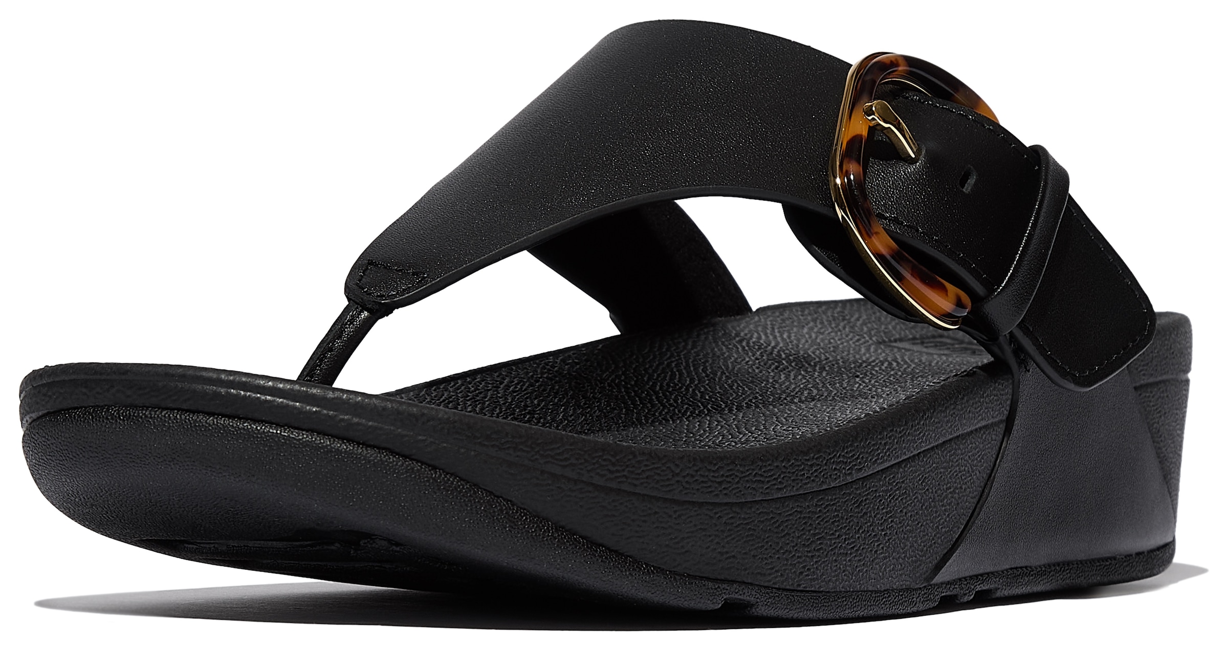 Fitflop Zehentrenner »LULU RESIN-BUCKLE LEATHER TOE-POST SANDALS«, Pantolette, Slides, Flats mit verstellbarer Schnalle
