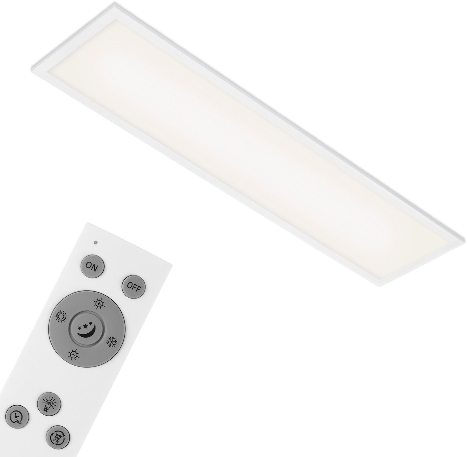 Briloner Leuchten LED Panel »7167016 Piatto«, Leuchtmittel LED-Board | LED fest integriert, Deckenlampe, 100x25x6cm, Weiß, 24W, Wohnzimmer, Schlafzimmer, Küche