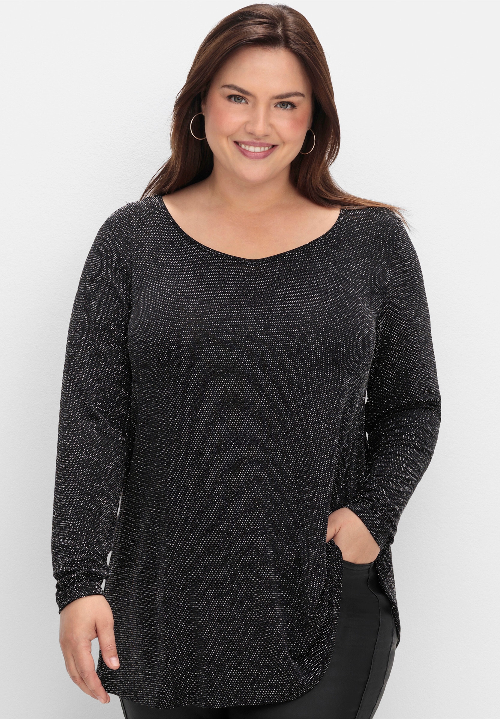 Sheego Longshirt »Longshirt Longshirt mit Effektgarn«