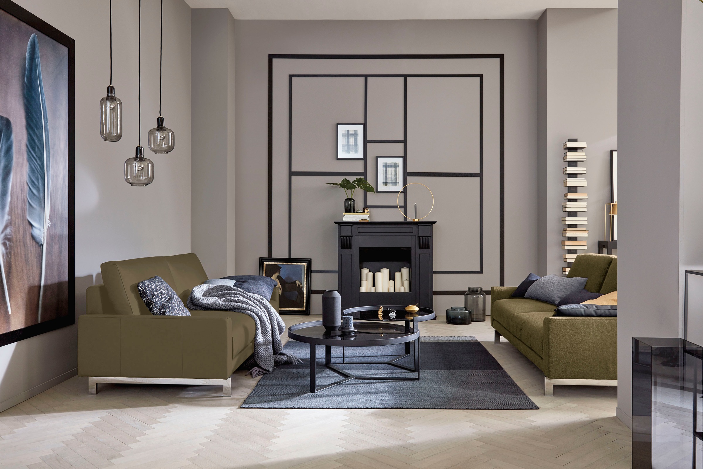 Creation BY ROLF BENZ 2,5-Sitzer »CR.450, Designsofa, Loungesofa« Armlehne niedrig, Fuß chromfarben glänzend, Breite 184 cm