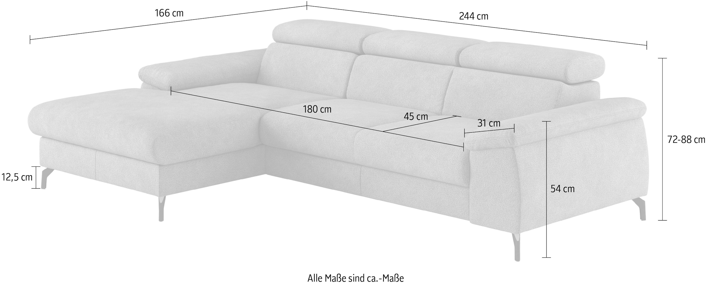 COTTA Ecksofa »Kitty L-Form«, inkl. Kopfteilverstellung, optional mit Bettfunktion u. Bettkasten
