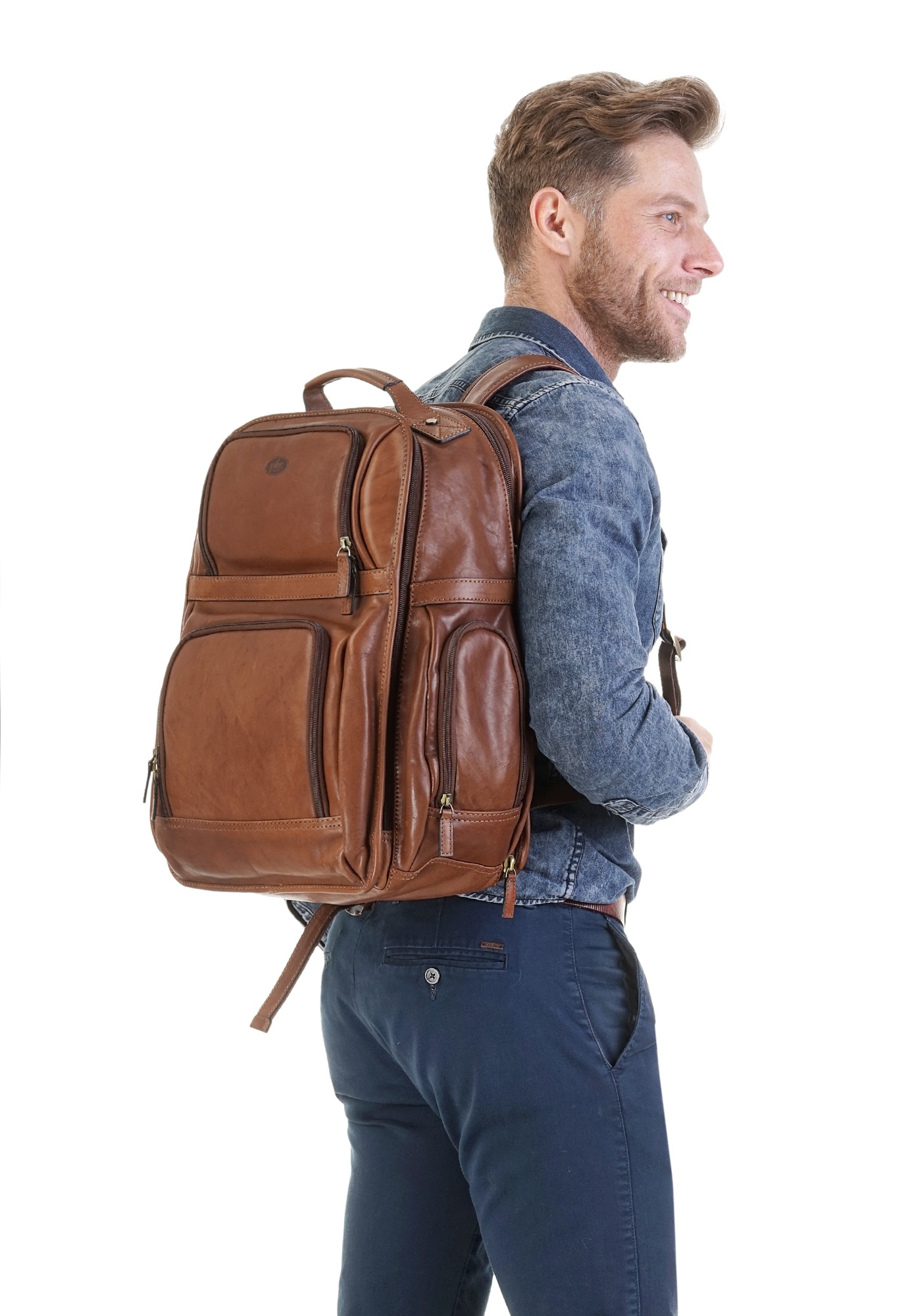 Piké Laptoprucksack, echt Leder