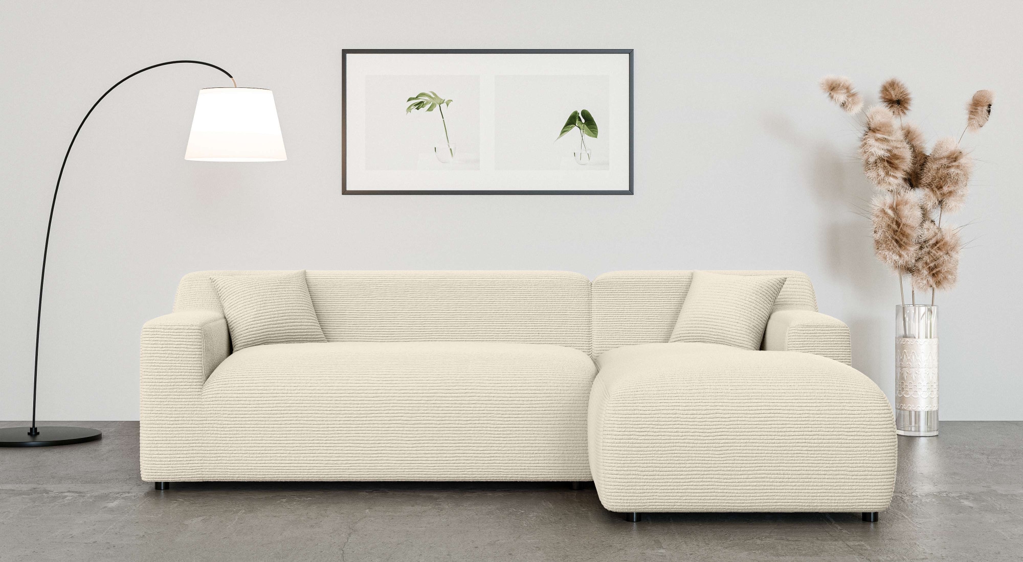 Home affaire Ecksofa »LILLIANA Designsofa, L-Form mit Recamiere rechts/links bestellbar«, L-Form mit Wellenunterfederung, Maße B/T/H: 256/160/76 cm