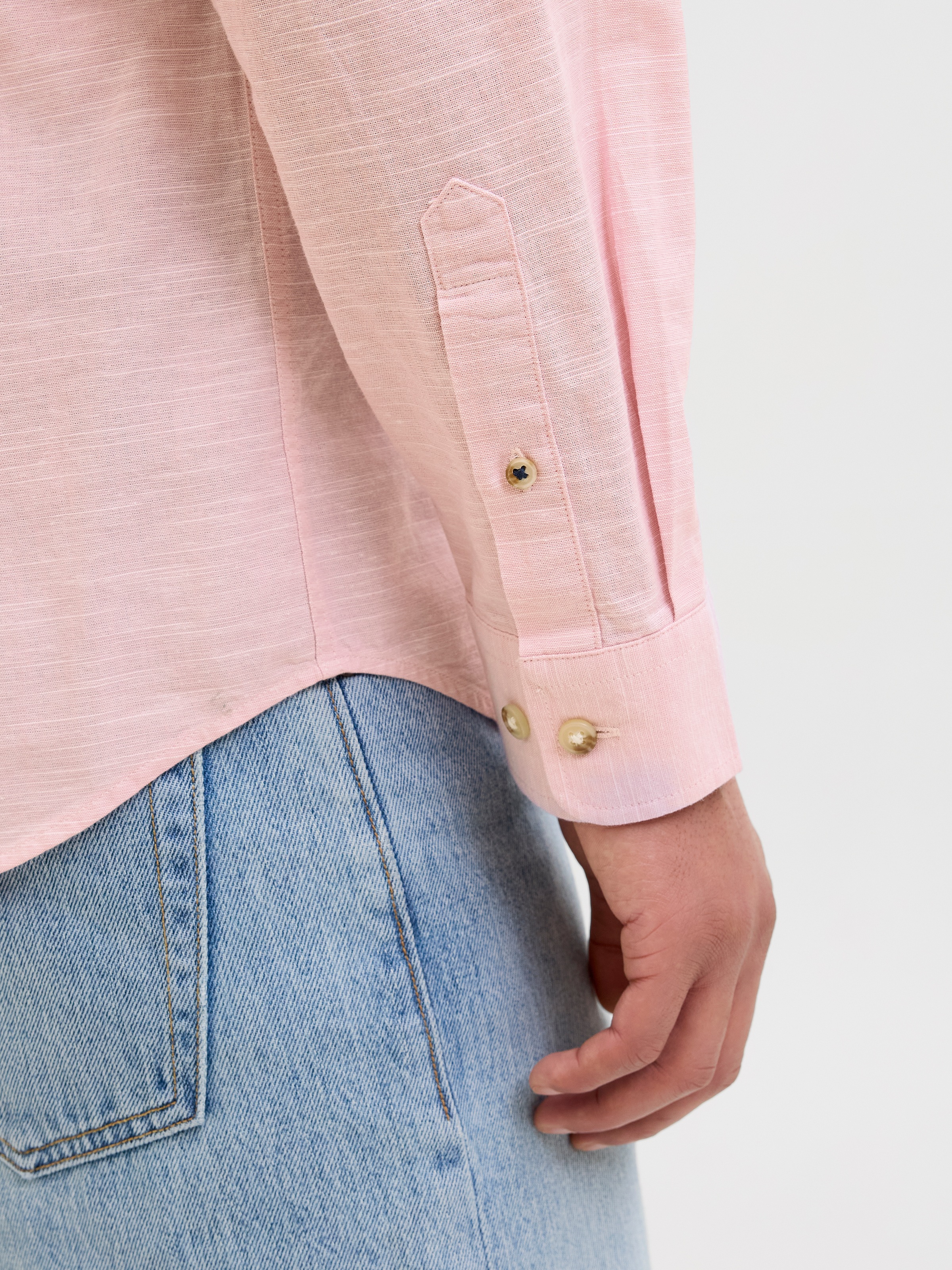 Jack & Jones Langarmhemd »JJESUMMER BAND SHIRT LS SN«, mit Bandkragen
