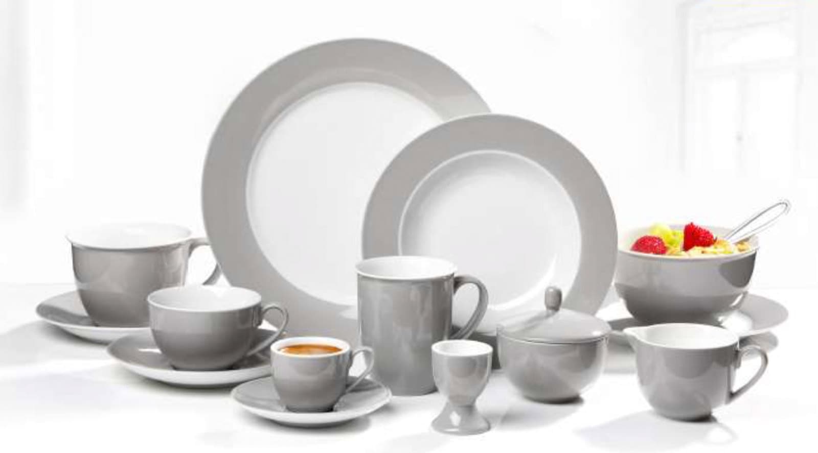 Ritzenhoff & Breker Geschirr-Set »Frühstücksservice Doppio 24er Set grau« Spülmaschinengeeignet
