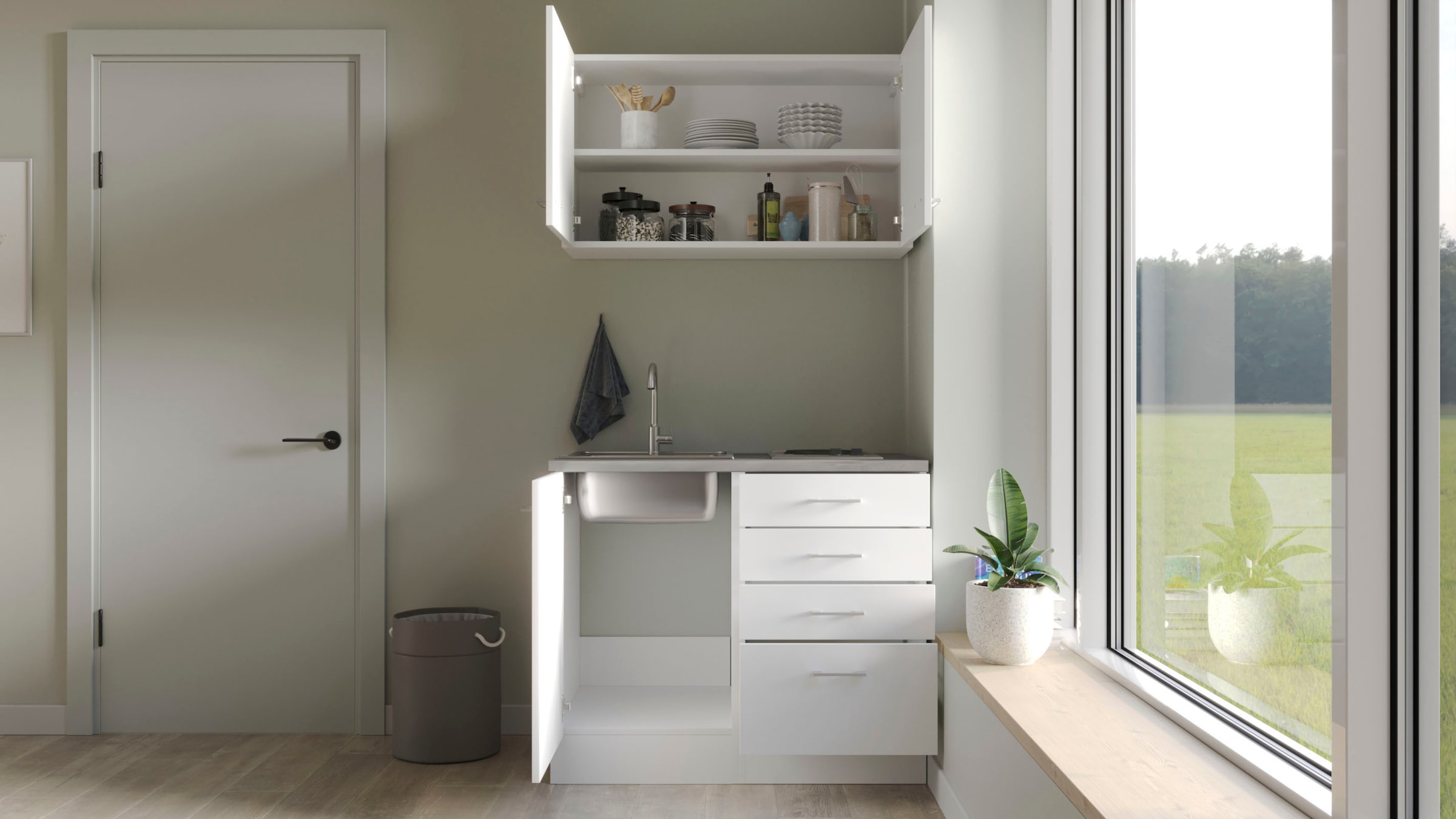 Flex-Well Küchenzeile »Lucca«, Breite 100 cm, mit Kochfeld und Spüle, in weiteren Farben erhältlich
