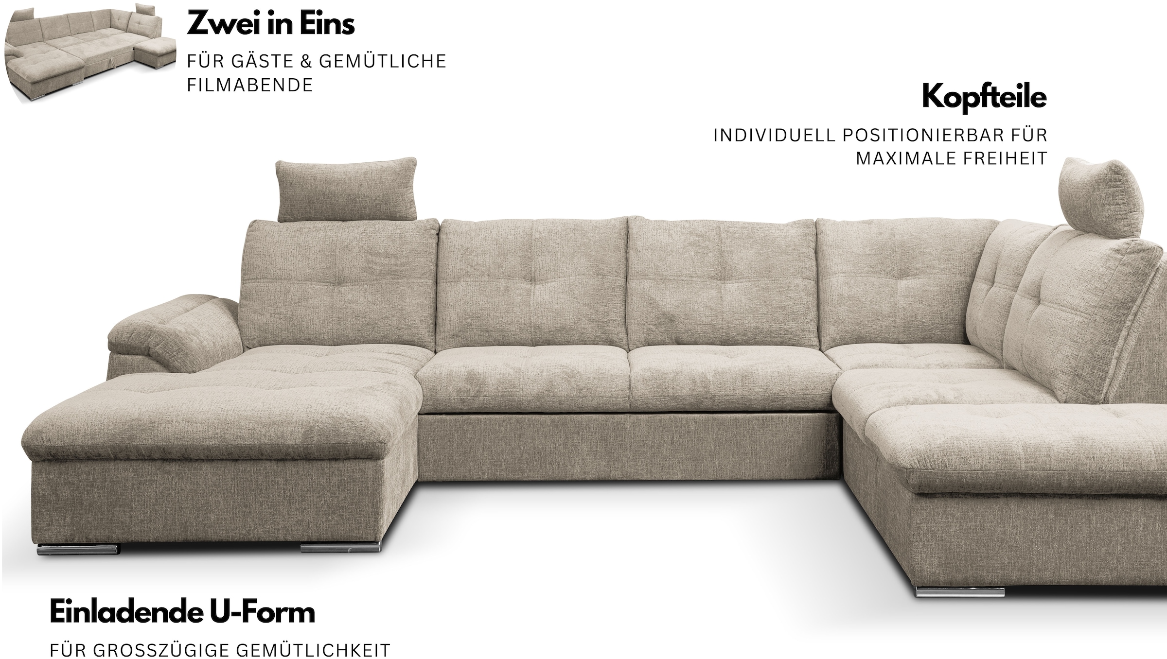 WERK2 Wohnlandschaft »Arena« mit Schlaffunktion und Bettkasten