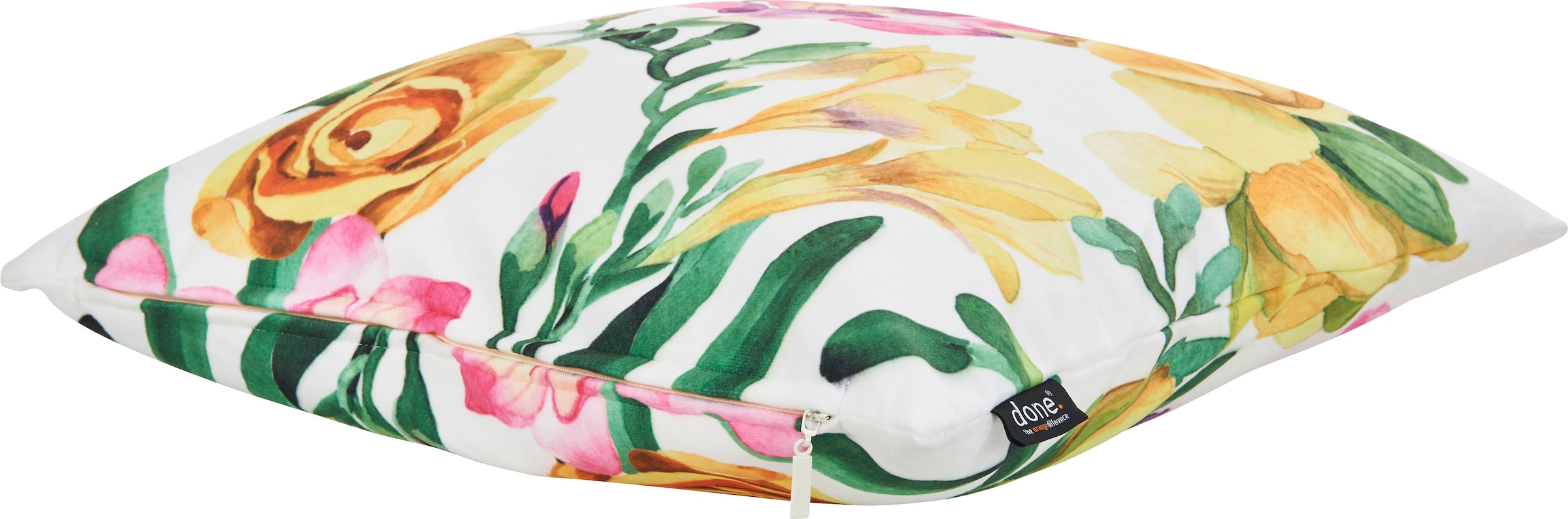 done.® Dekokissen »Velour Print Freesia« Beidseitig bedruckte Kissenhüle ohne Füllung, 1 Stück