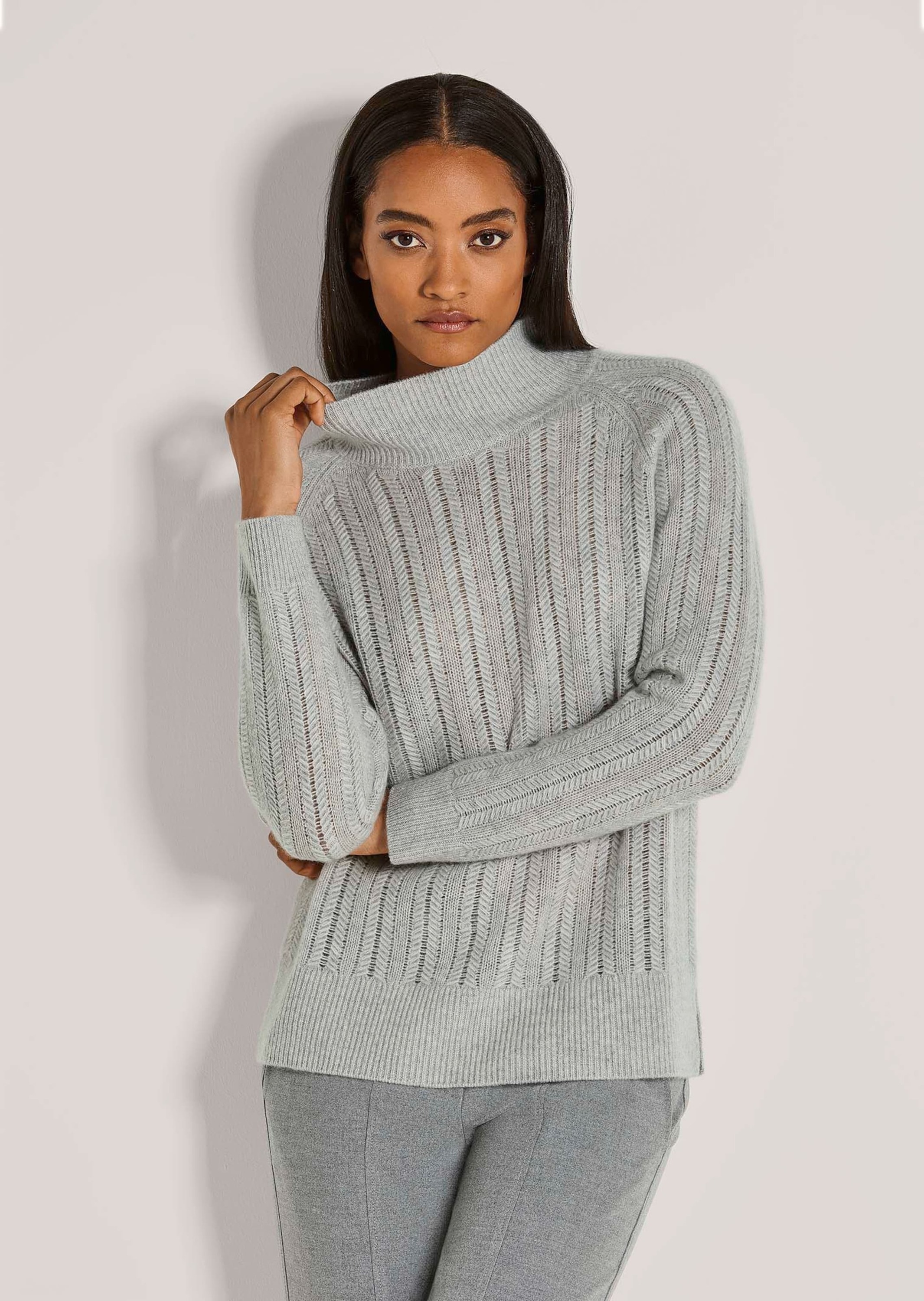 MADELEINE Longpullover »Kaschmirpullover Eleganter Strickpullover mit Zopf- und Ajour-Muster« Reines Kaschmir