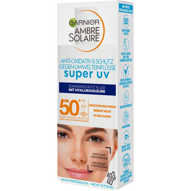 LSF Solaire »Ambre mit 50 Hyaluronsäure bei expert+«, Sonnenschutzfluid GARNIER Sensitive