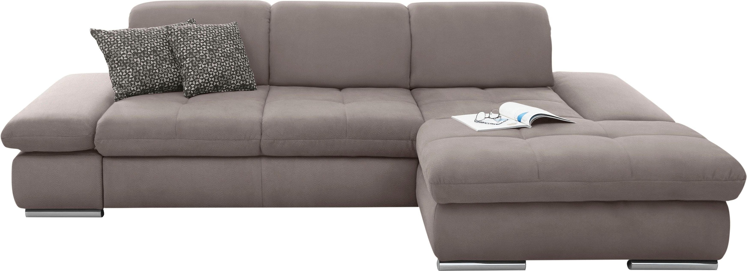 set one by Musterring Ecksofa »SO4100 V«, mit verstellbaren Kopfteilen, wahlweise mit Funktionen, Cord-Bezug