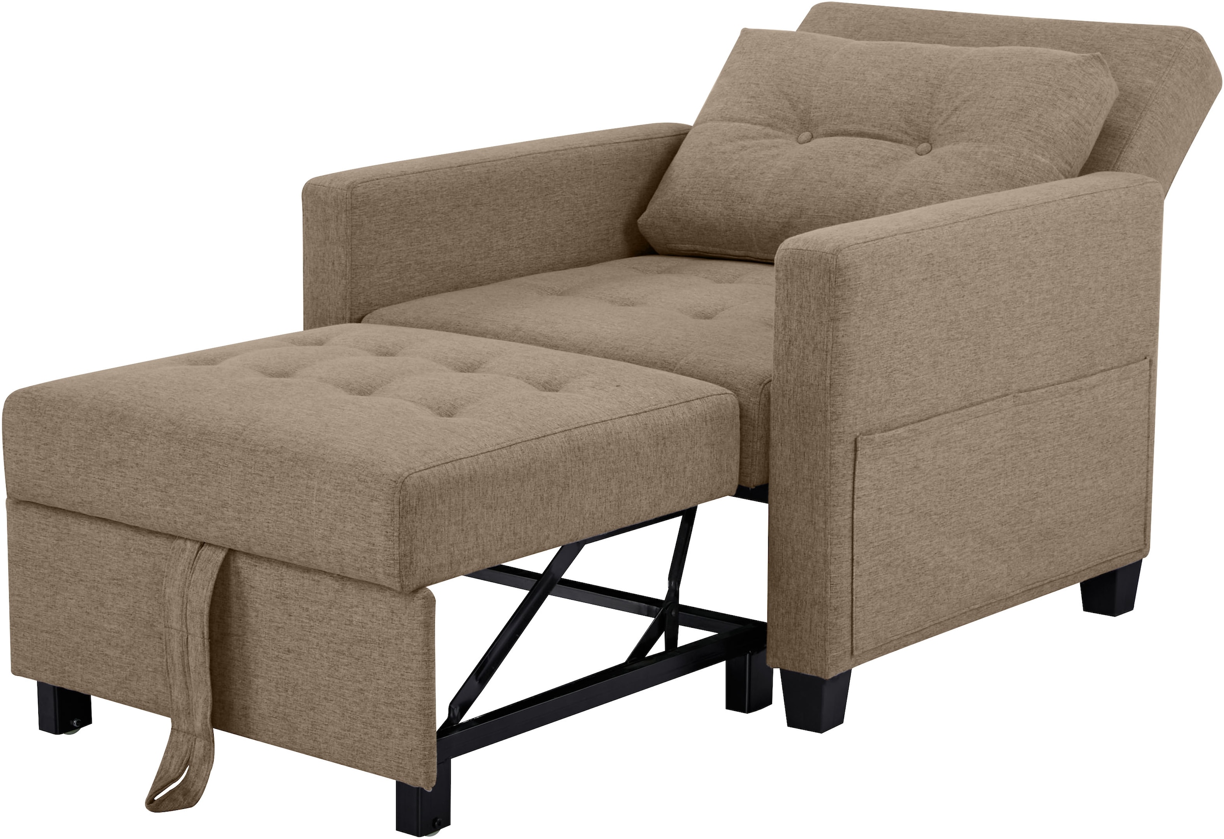 OTTO home Sessel »TYLLI, 91 cm, wandelbar zum Gästebett, Schlafliege, klappbar« verstellbarer Rückenlehne, Klappmechanismus, Webstoff