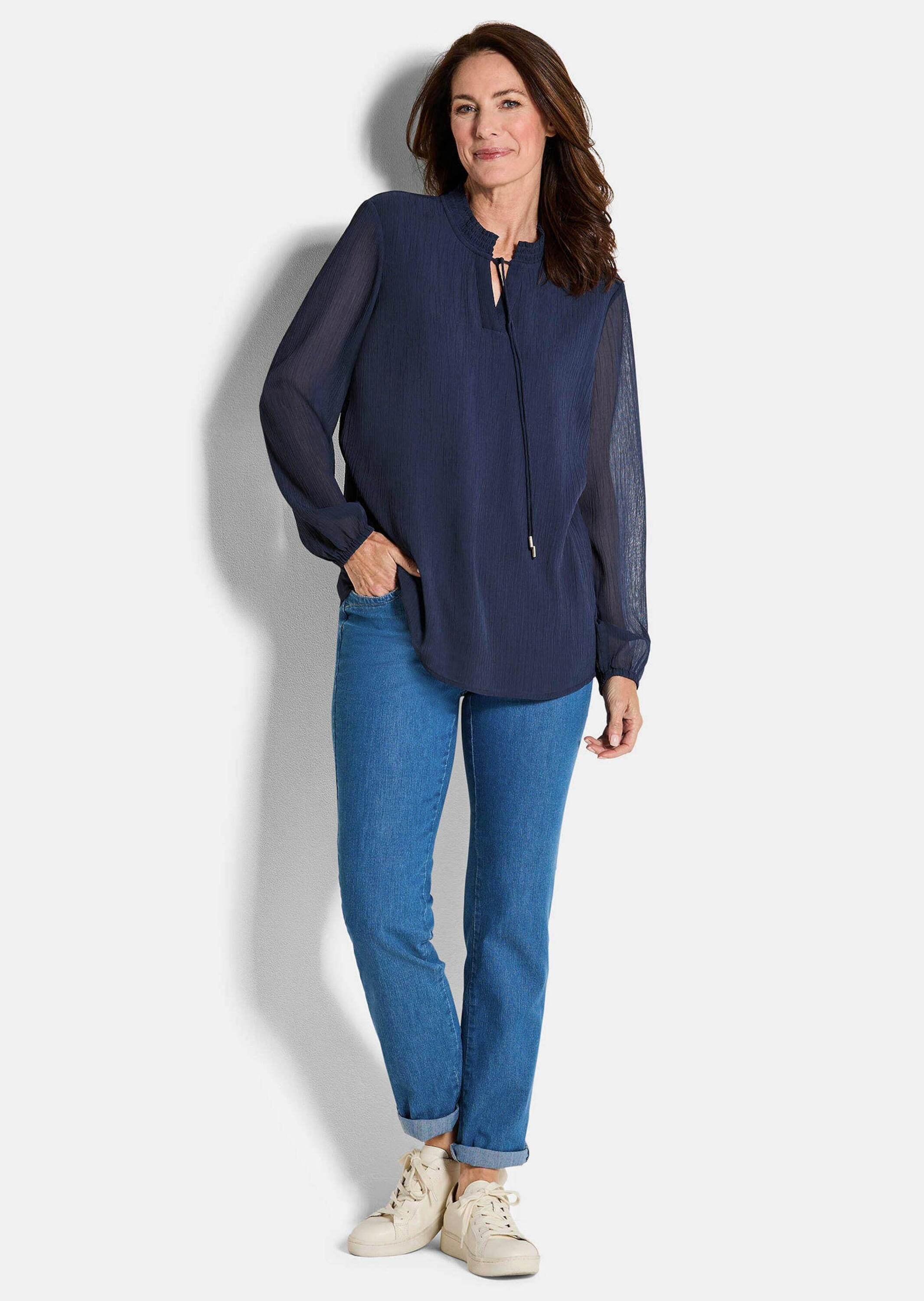 GOLDNER Chiffonbluse »Elegante Jersey-Bluse mit Rundhals«