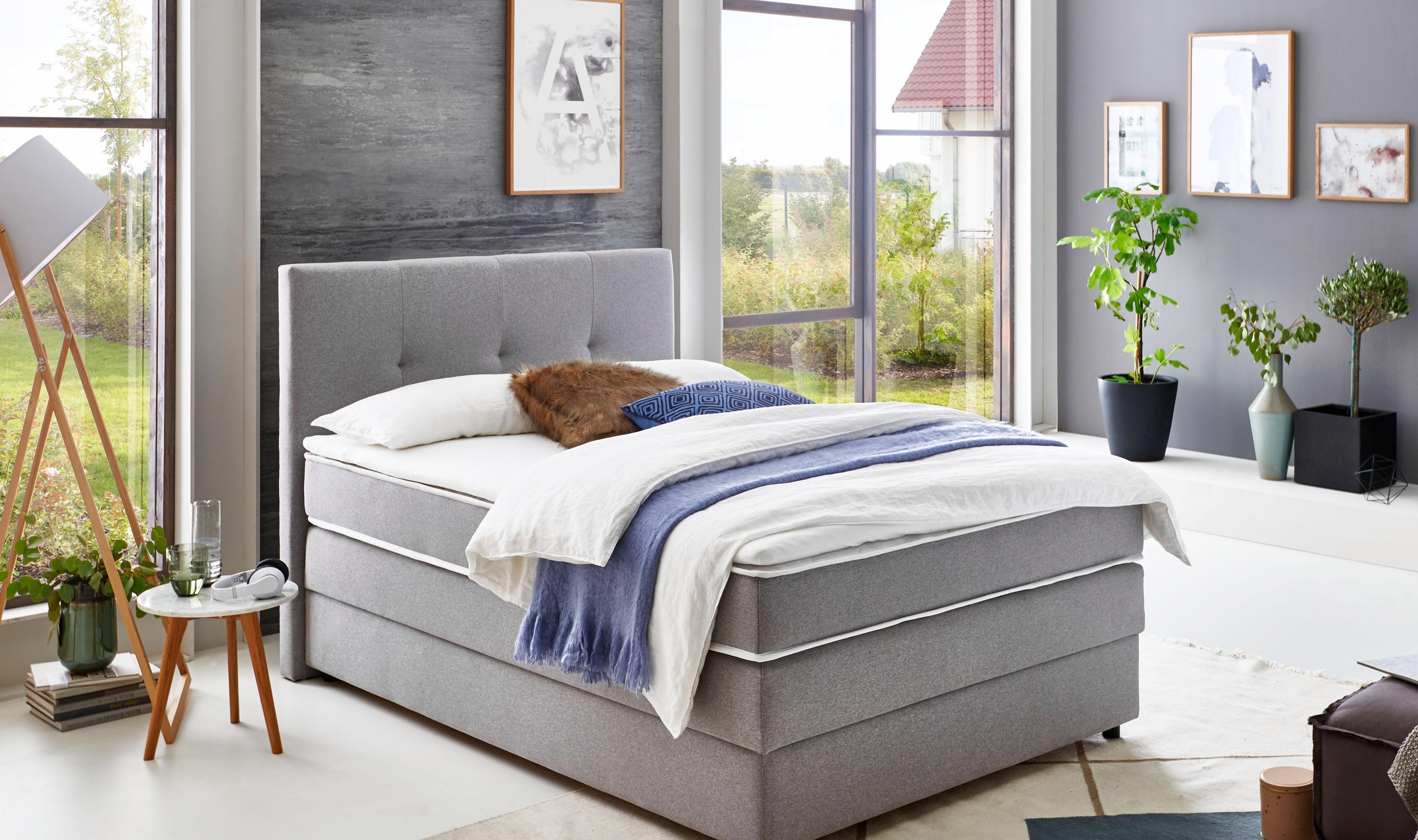 ATLANTIC home collection Boxspringbett »Merlin«, Bonnell-Federkernmatratze, mit Bettkasten und Topper