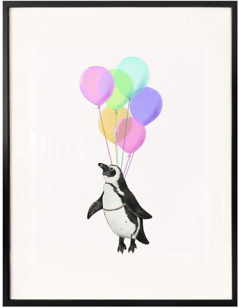 Raten bestellen St.), Luftballon«, (1 Bild, Poster Wandbild, Wall-Art »Pinguin auf Wandposter Tiere, Poster,
