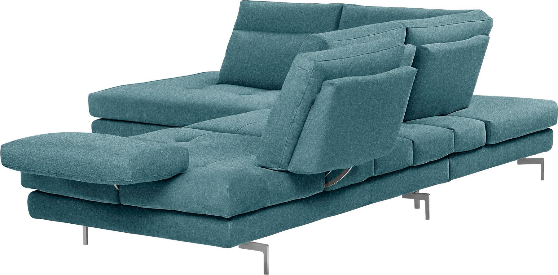 CALIA ITALIA Ecksofa »Toby Wing, L-Form, Multifunktionssofa, bequem und edel«, Sitztiefenverstellung und Armteilfunktion, Füße chrom glänzend