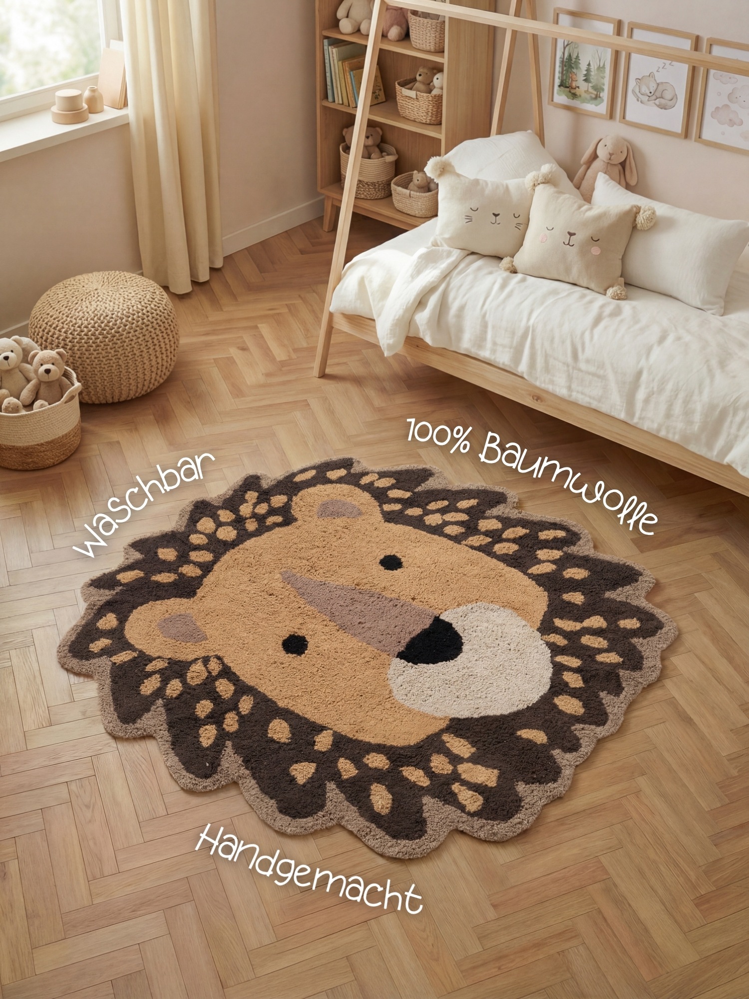 HANSE Home Kinderteppich »Roary« Motivform 10 mm Höhe Waschbar, Handgemacht, Weich, Rutschfest, Spielteppich Kinderzimmer
